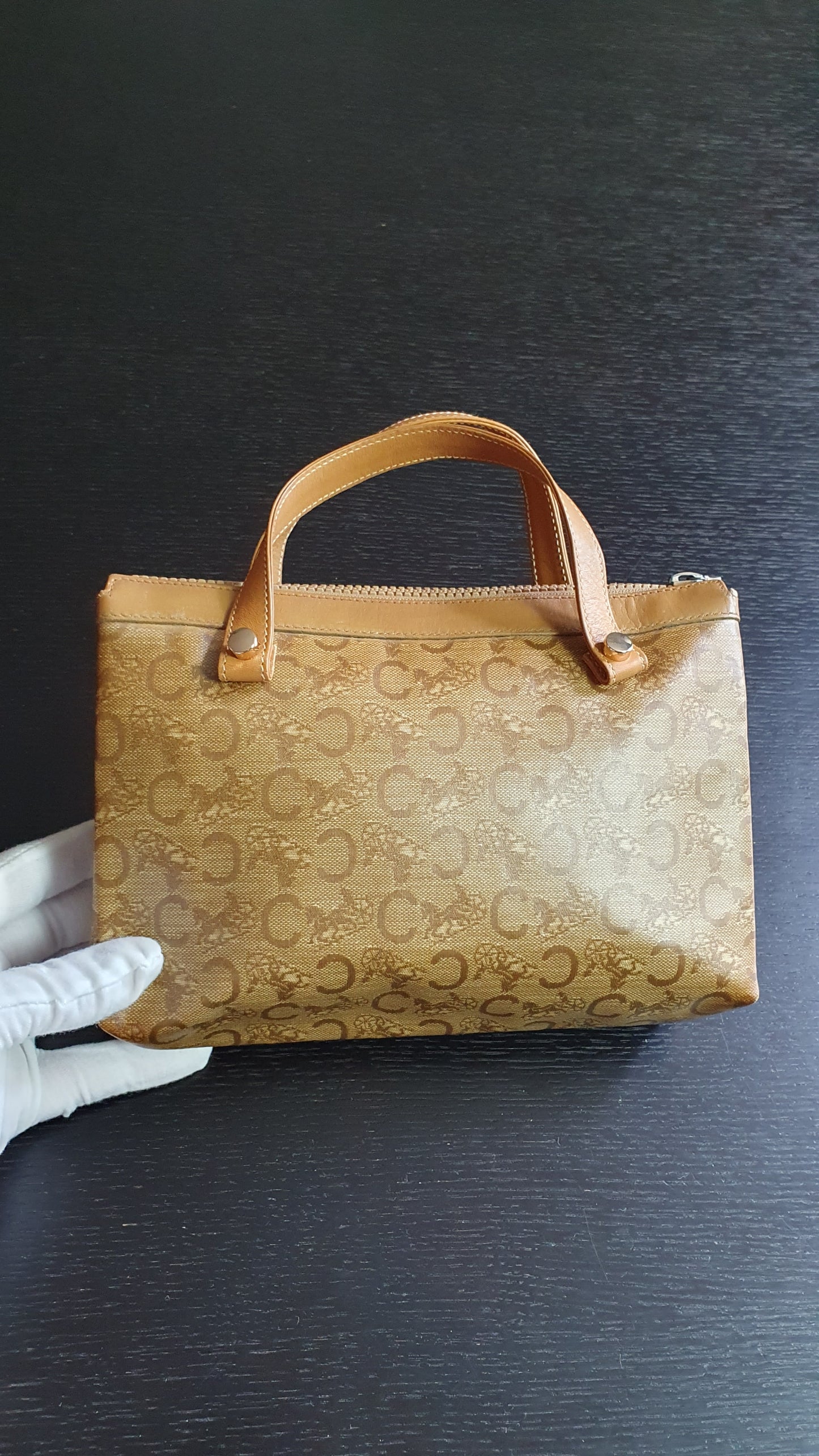 Authentic Vintage Celine Upcycle Tan Purse with Handle Straps