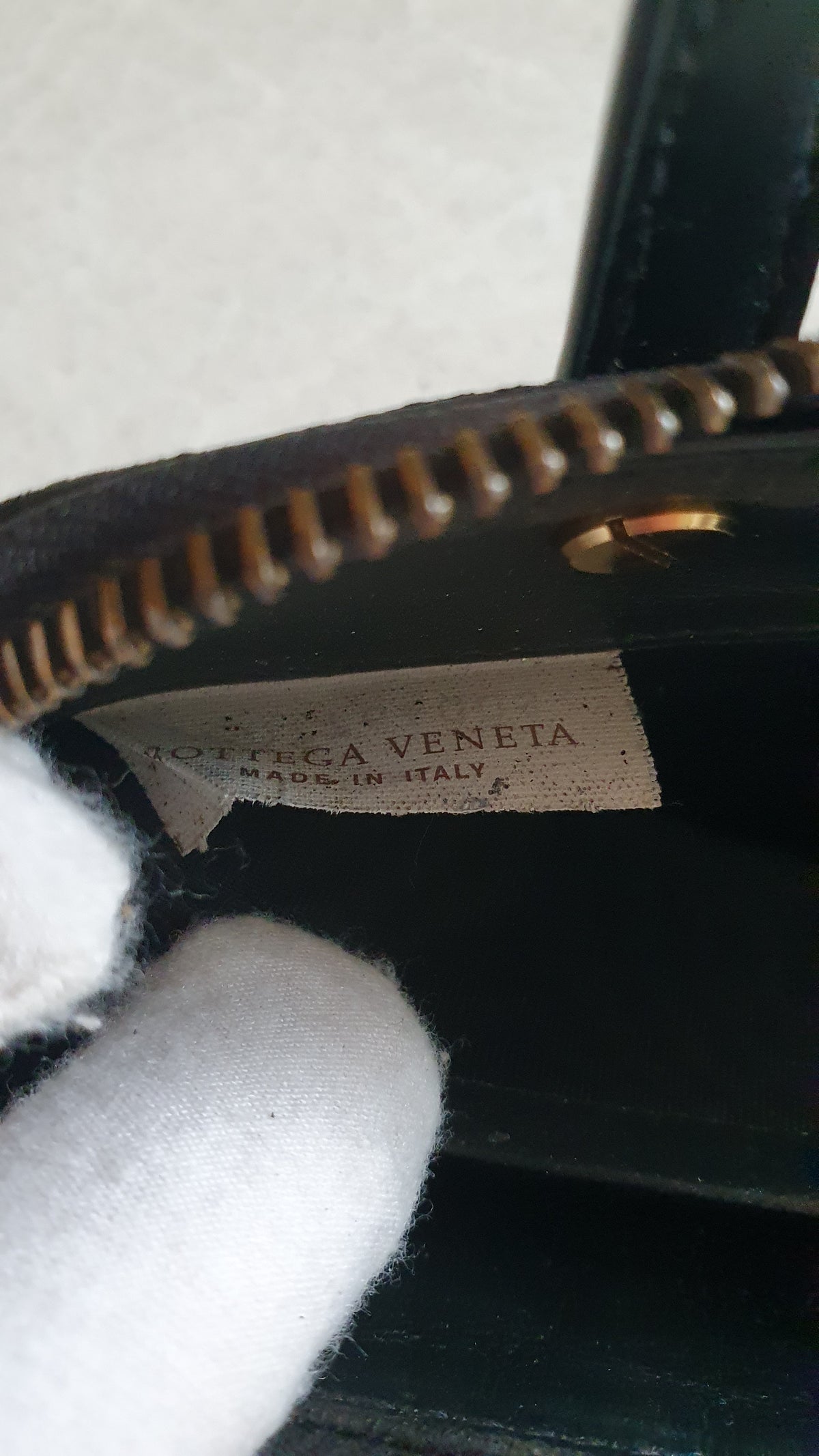 Authentic Bottega Veneta Upcycle Black Zip Wallet with Two Handles