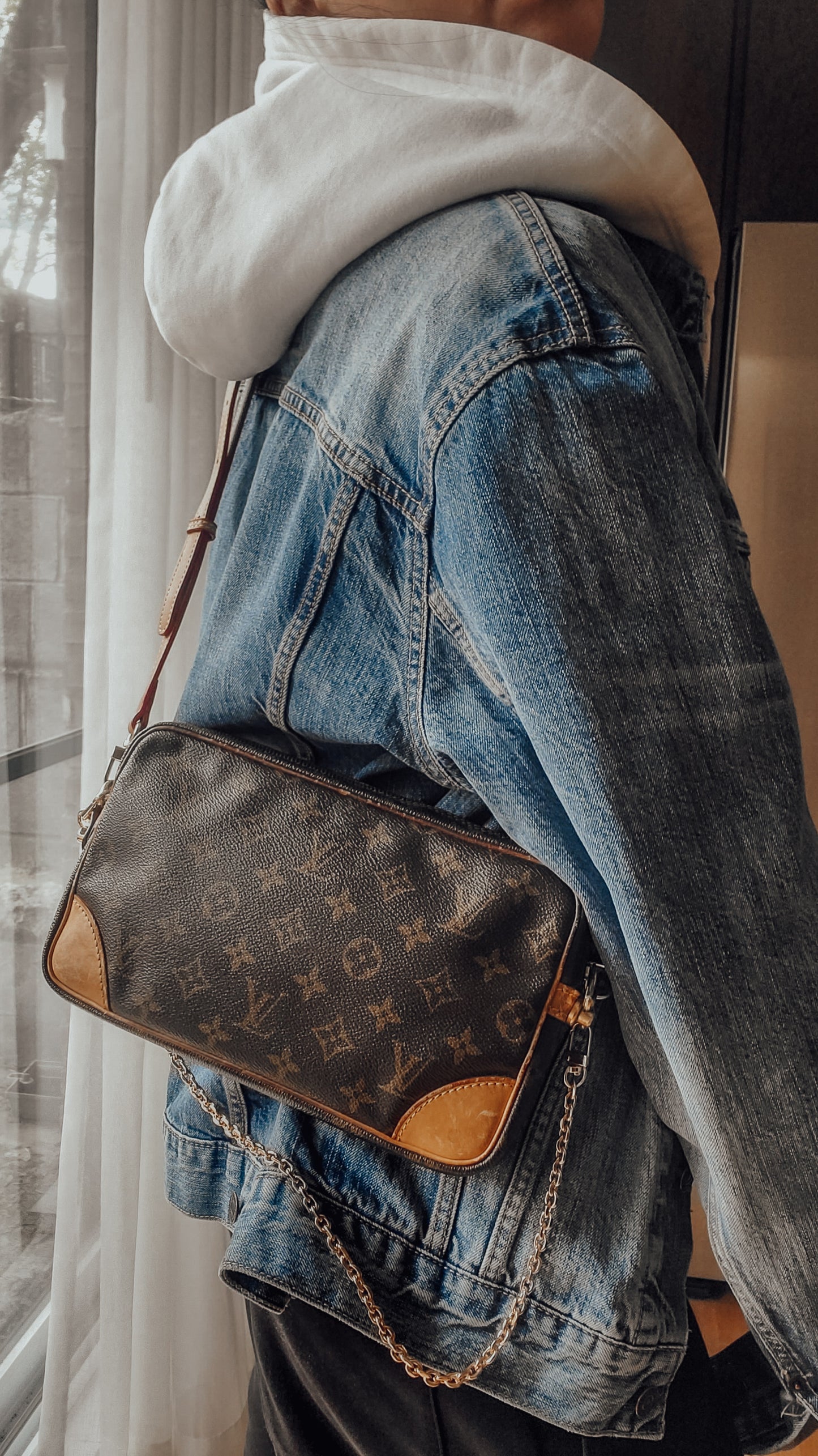 Authentic Vintage Louis Vuitton Upcycle Purse with 2 Straps & Chain