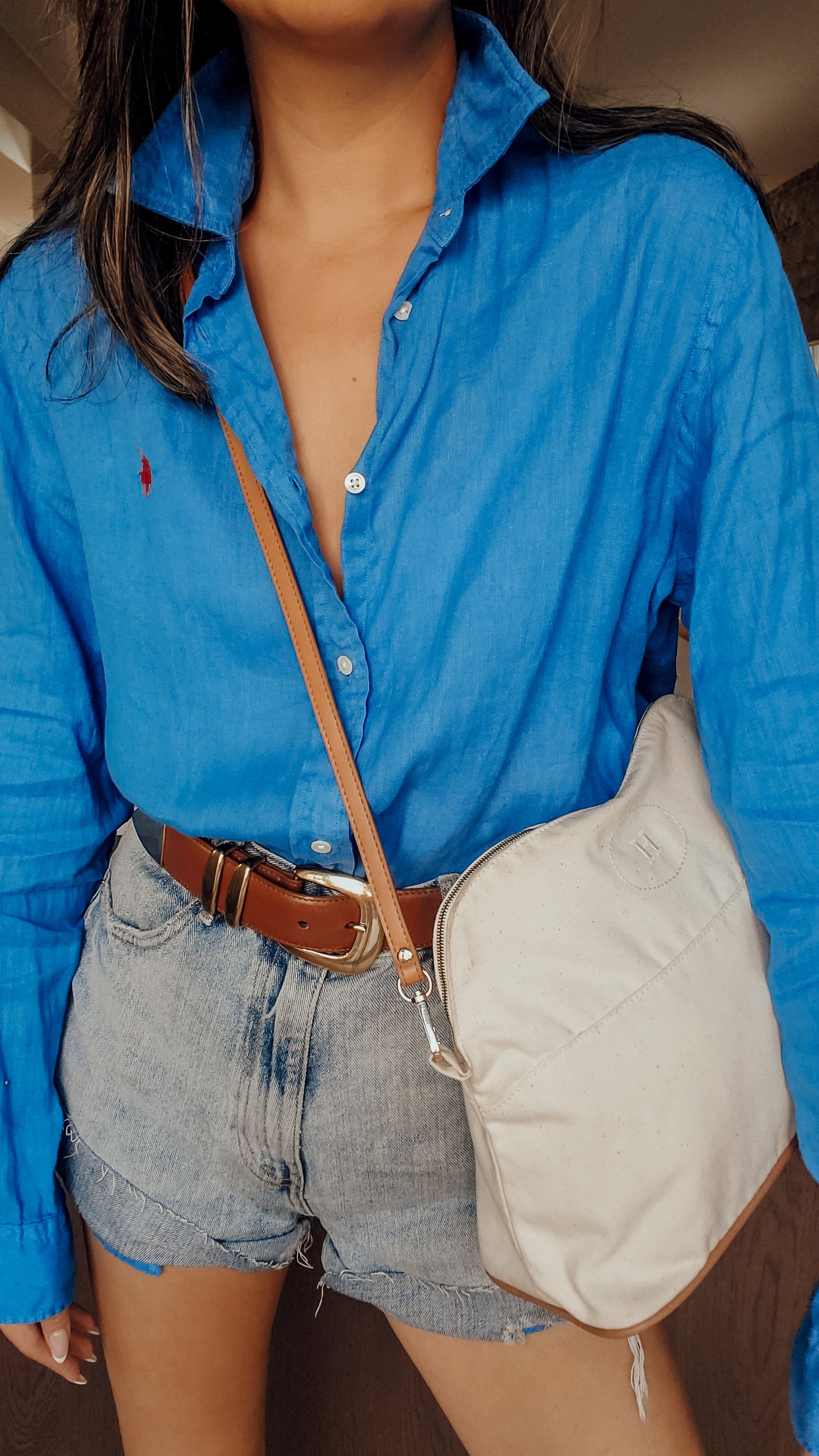 Authentic Hermès Upcycle Large Cream Canvas Bag on Strap