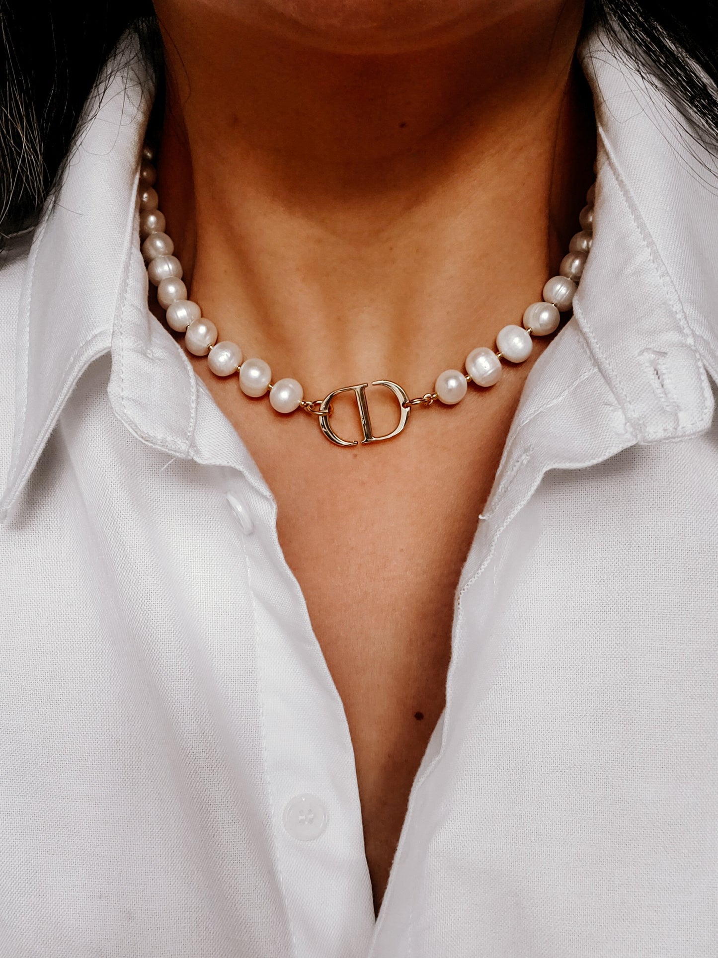 Authentic Dior Upcycle Handmade Real Freshwater Pearl Necklace