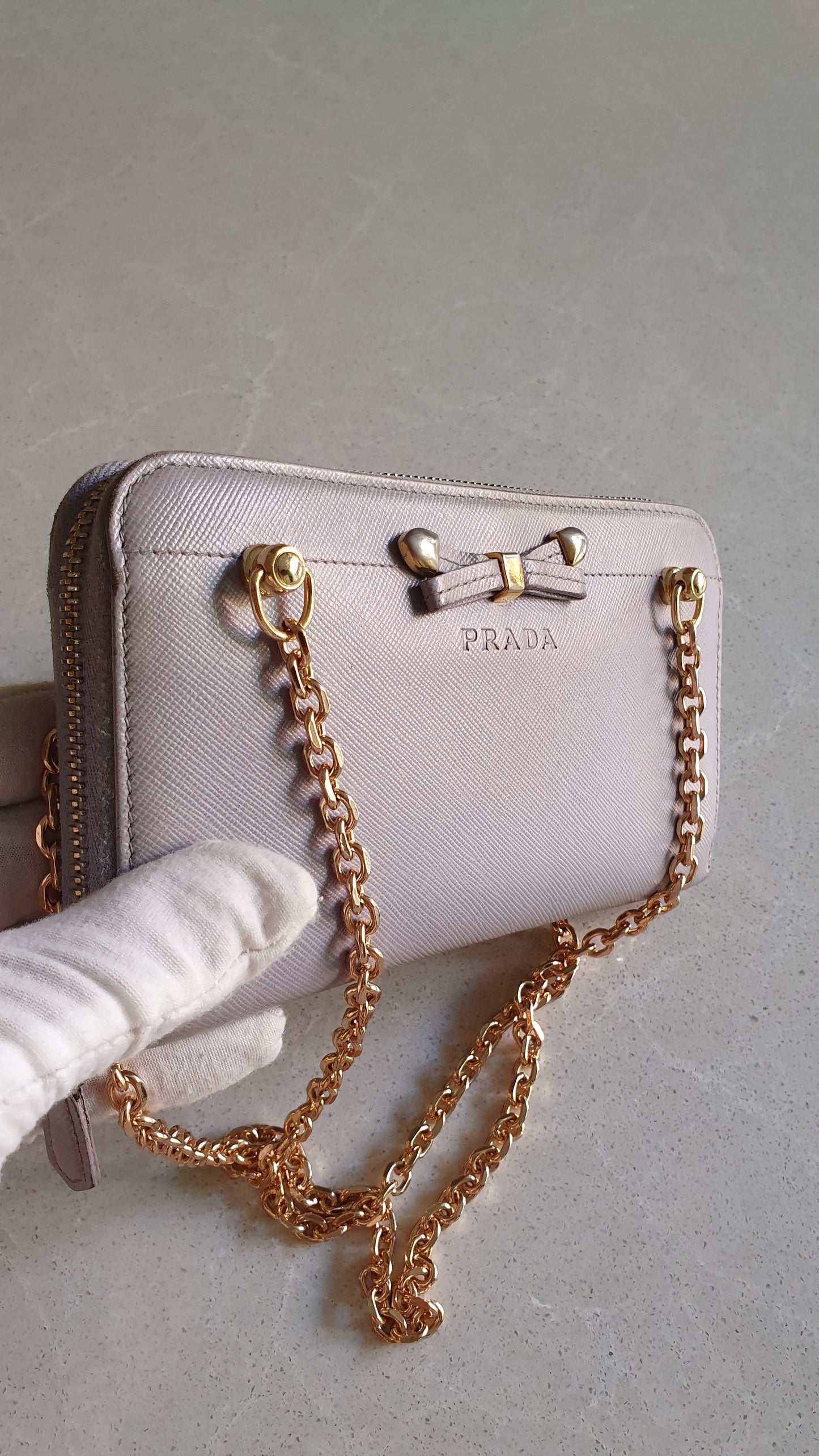 Authentic Prada Upcycle Zip Wallet with Chains