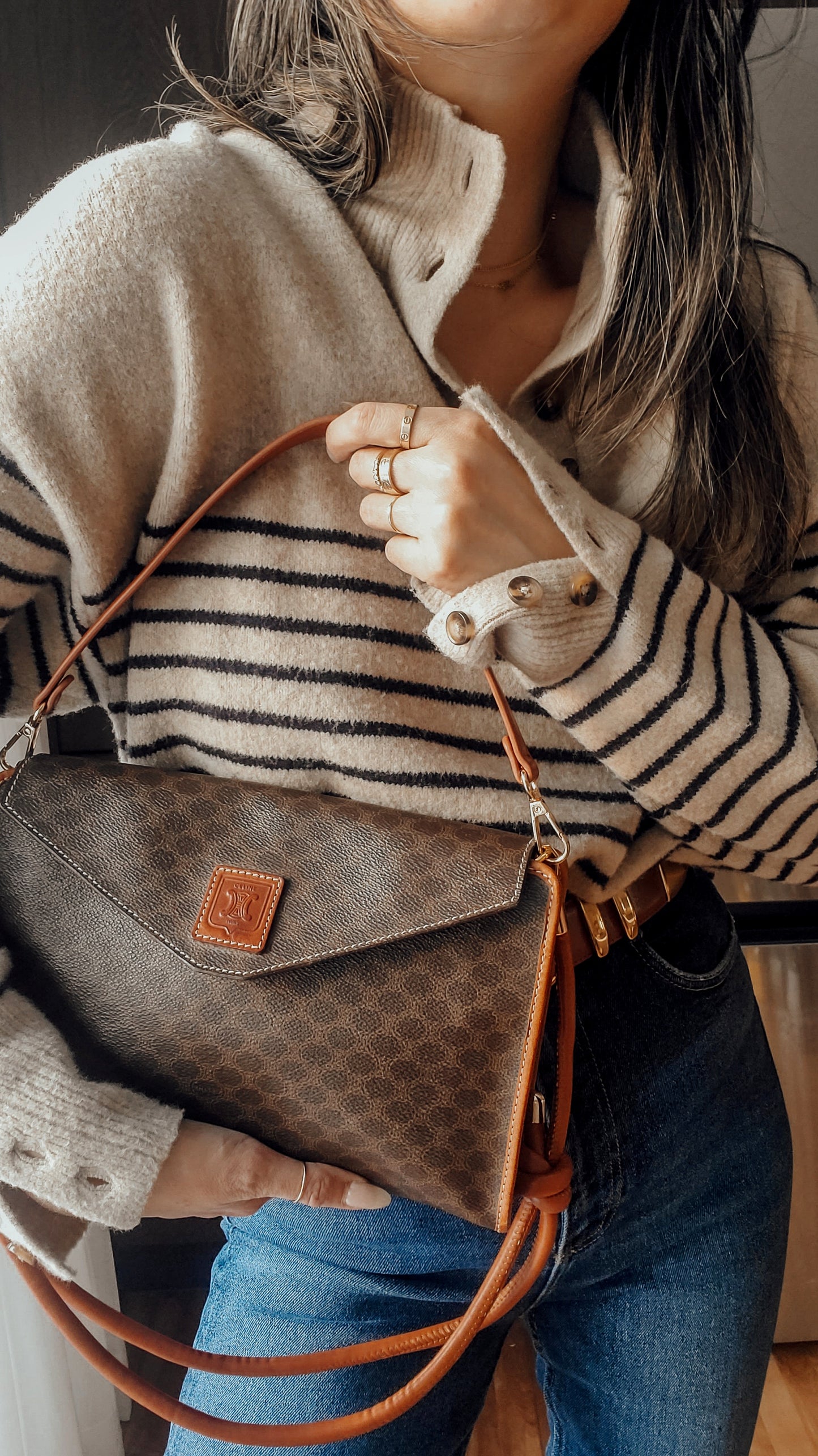 Authentic Vintage Celine (Brown) Upcycle Purse with Straps