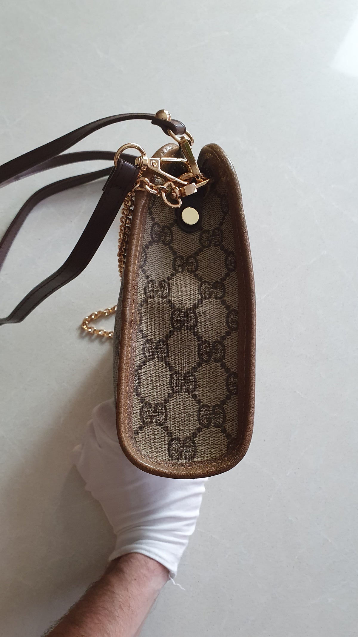Authentic Vintage Gucci Upcycle Brown Purse with Straps and Chain