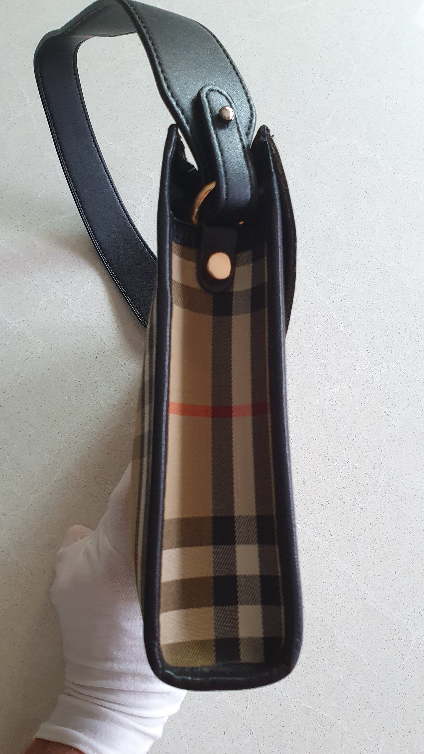 Authentic Burberry Upcycle Black/ Printed Shoulder Purse with Strap