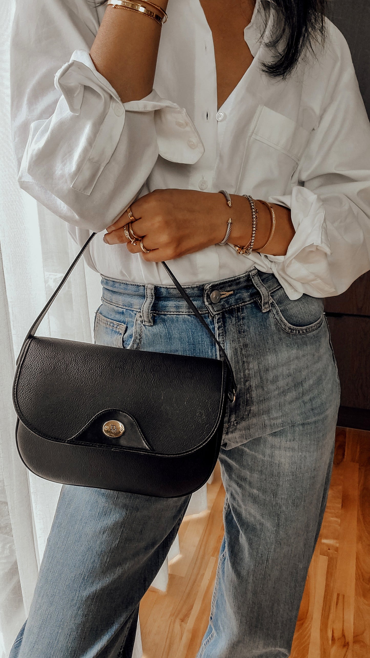 Authentic Vintage Dior Upcycle Black Purse with Chain & Strap