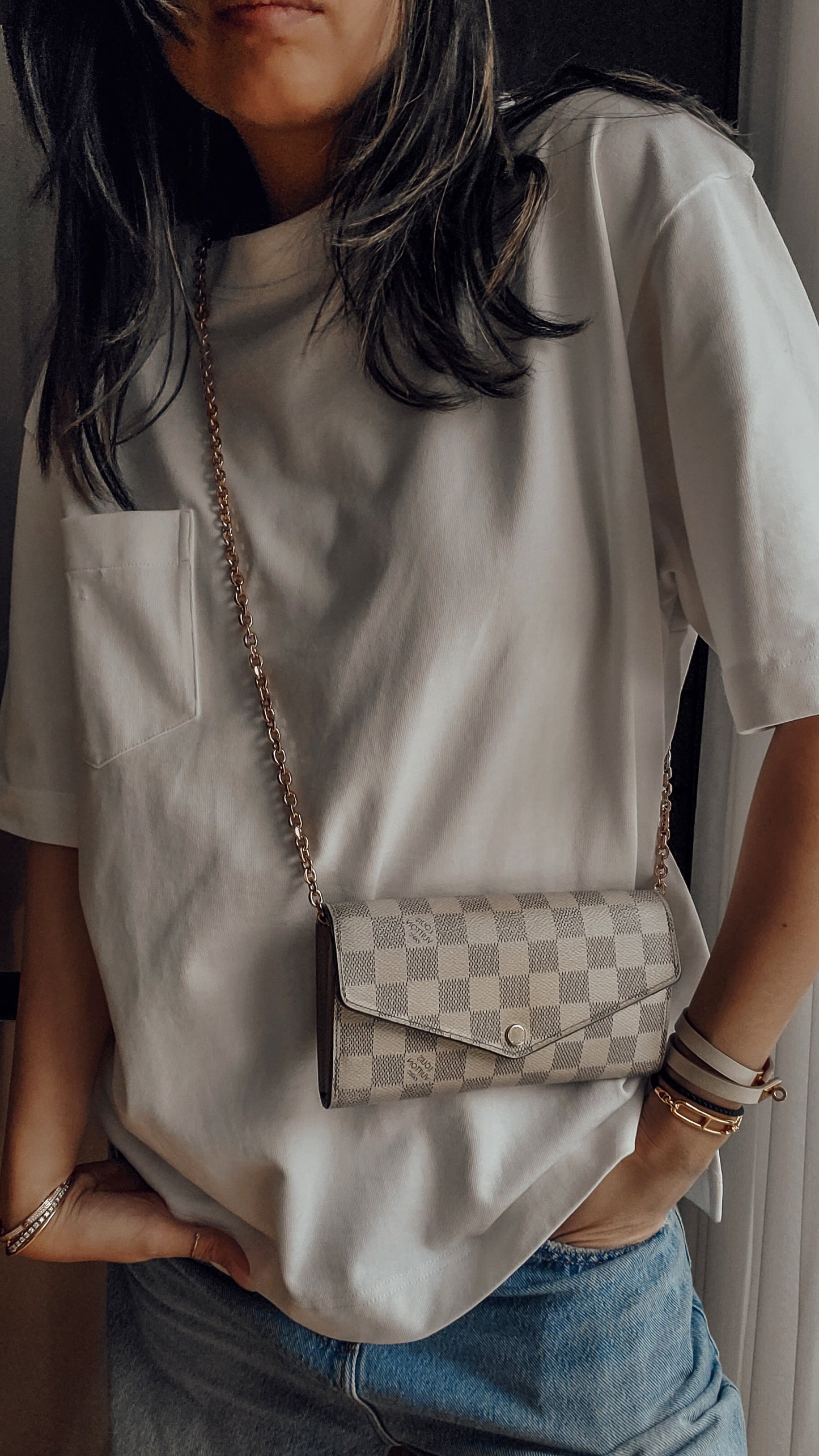 Authentic Louis Vuitton Damier Upcycle Wallet on Chain