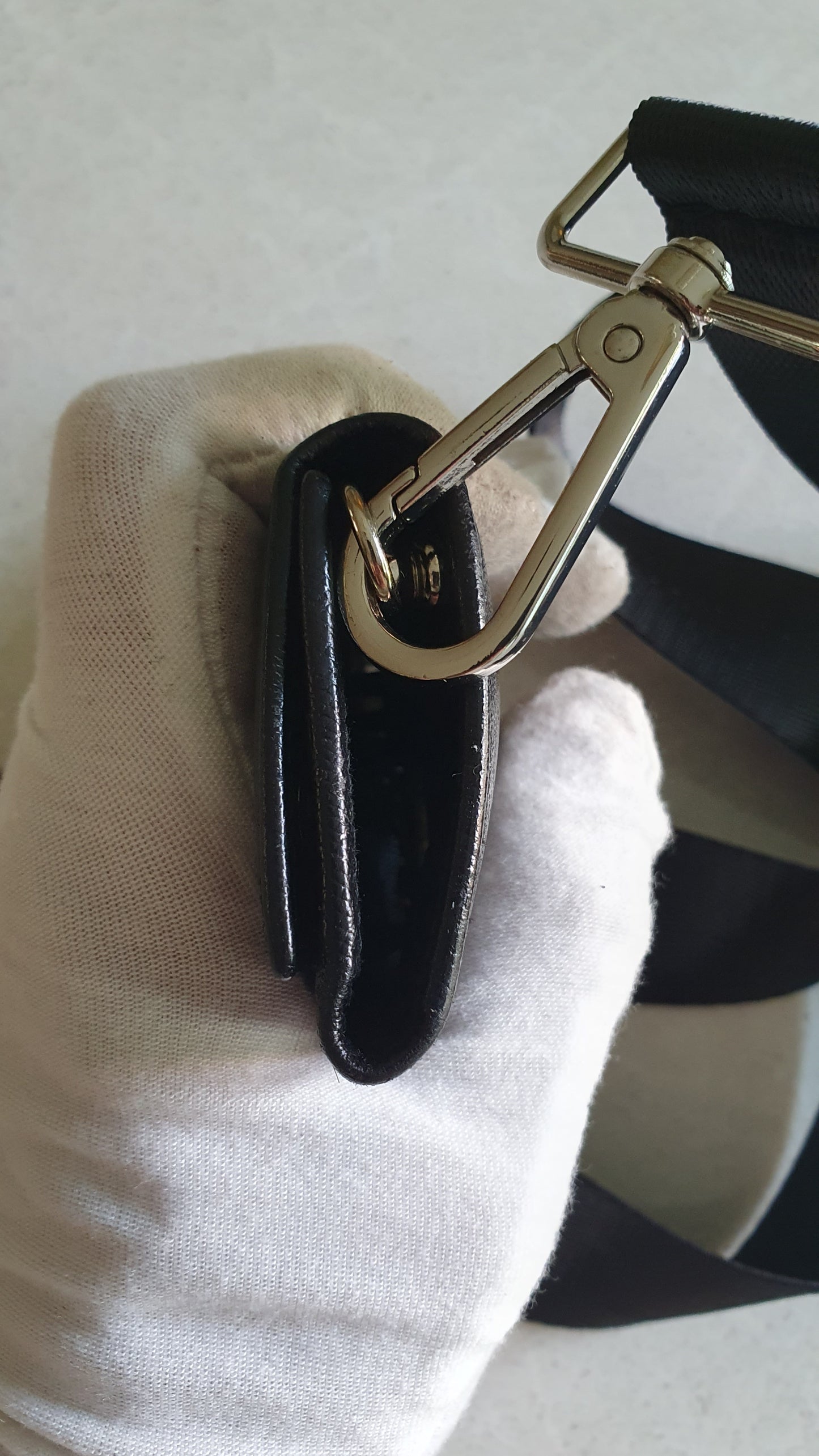 Authentic Prada Upcycle Black Small Keyholder with Strap