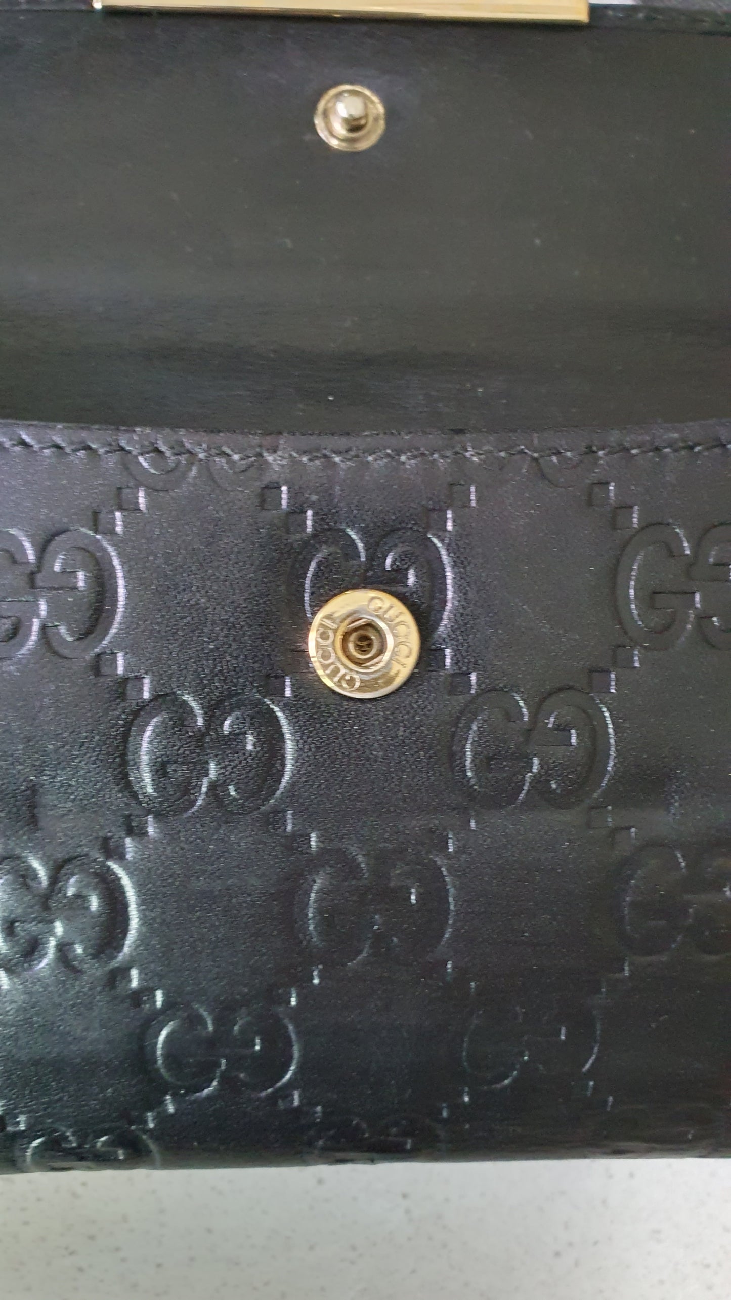 Authentic Gucci Upcycle Long Black Leather Wallet with Strap