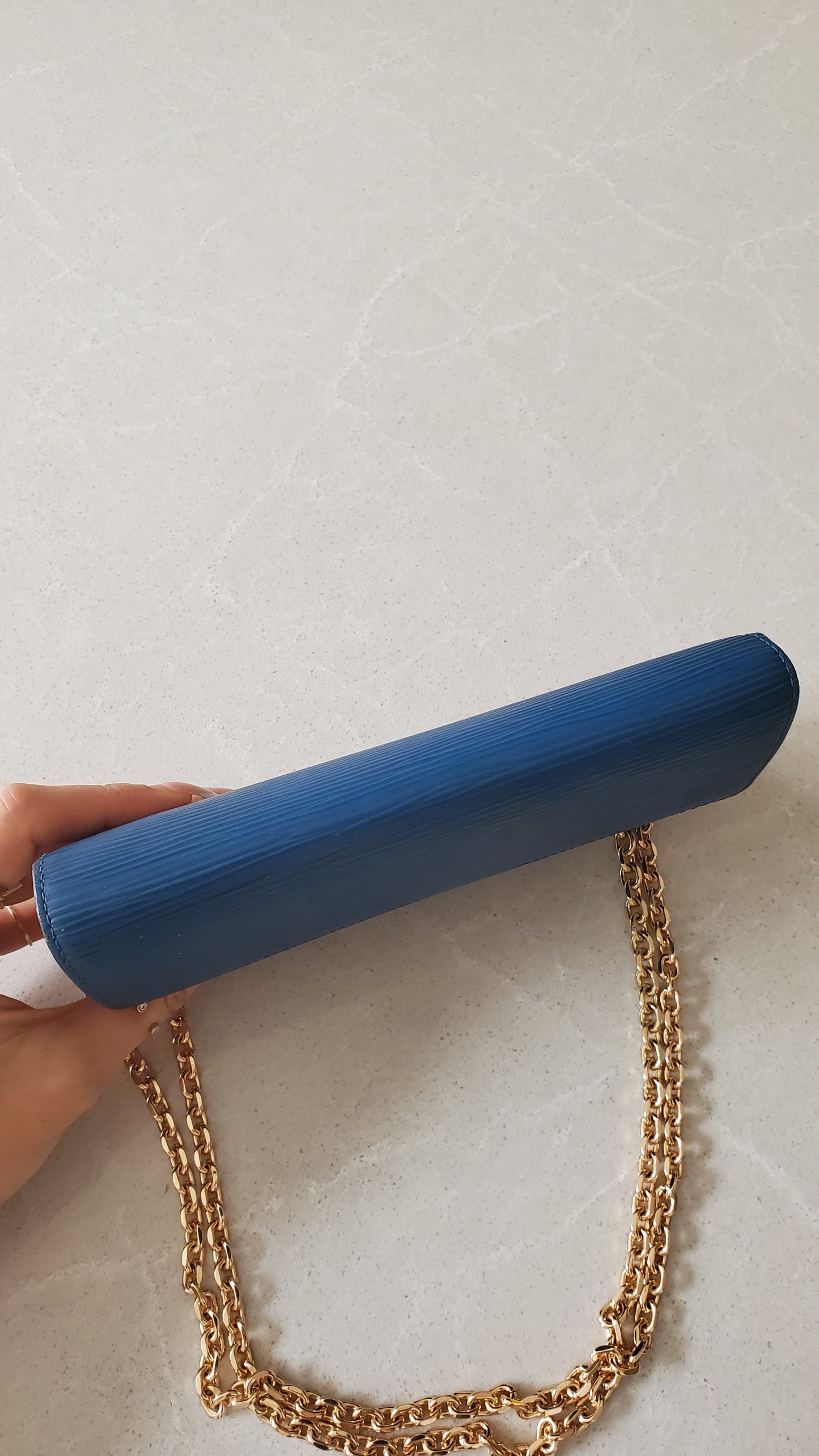 Authentic Louis Vuitton Upcycle Blue Epi Long Wallet on Chain