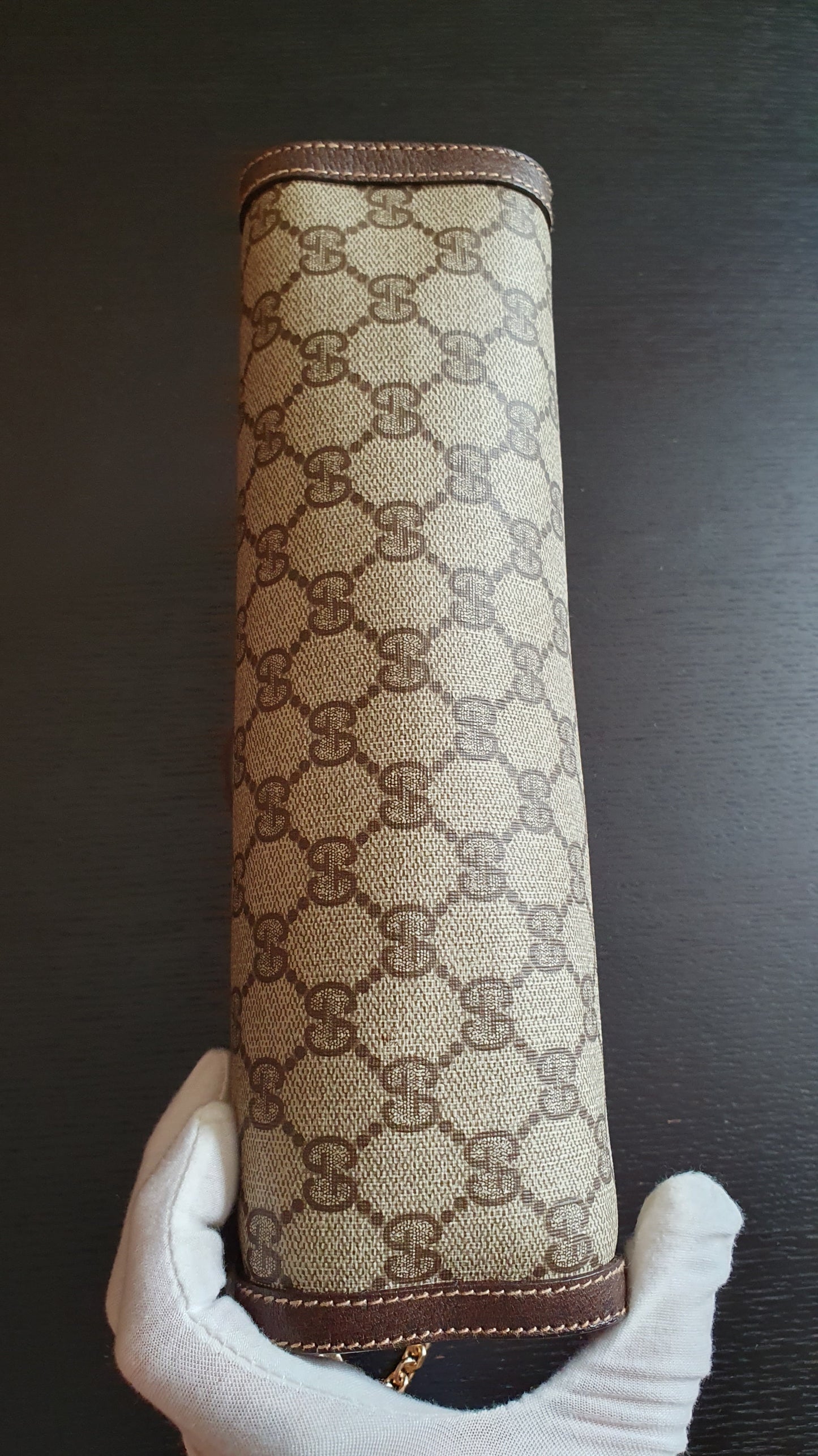 Authentic Vintage Gucci Upcycle Brown Purse (with velcro closing) with Handles & Chain