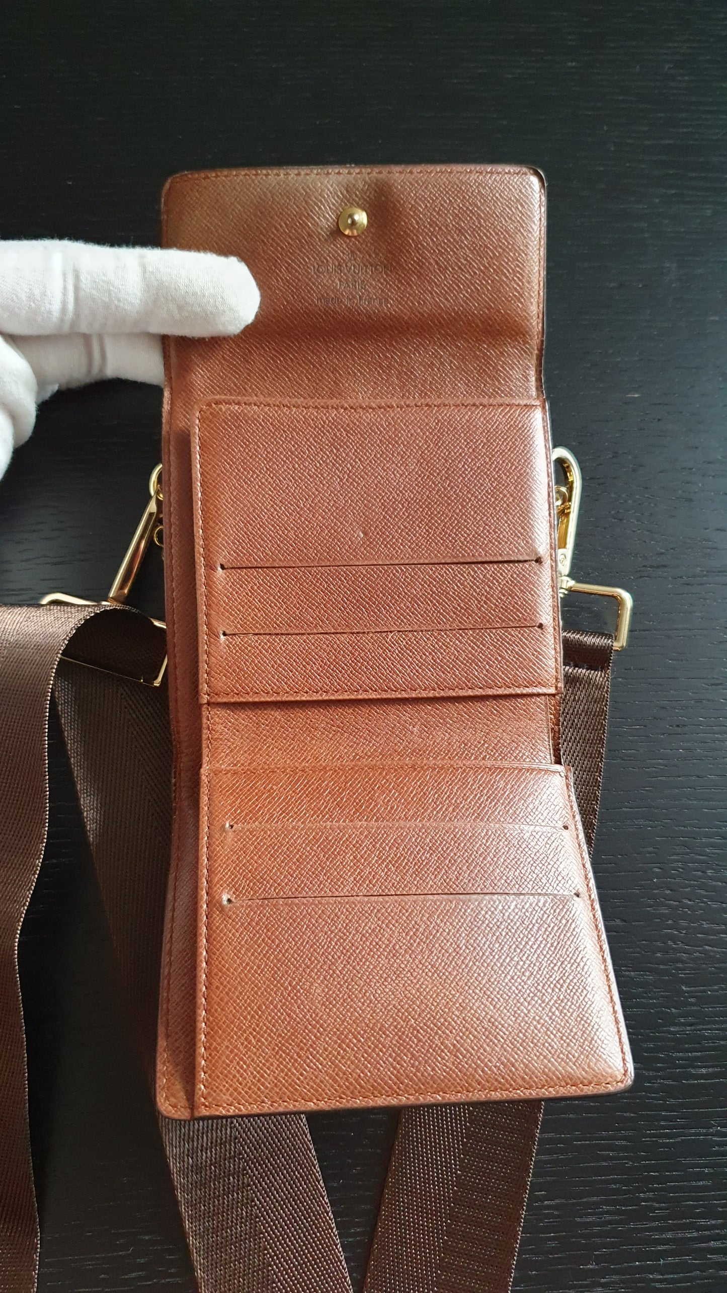 Authentic Vintage Louis Vuitton (2) Upcycle Small Wallet on Chain & Strap