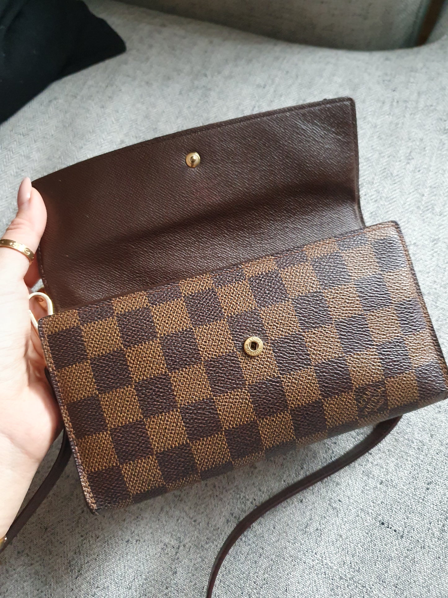 *New Drop* Authentic Louis Vuitton Brown Ebene Upcycle (Open) Wallet on Strap