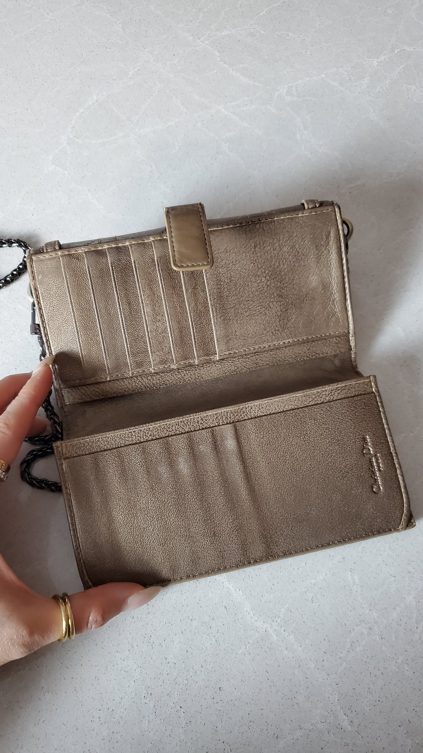 *Rare* Authentic Vintage Dior Upcycle Leather Wallet with Chain