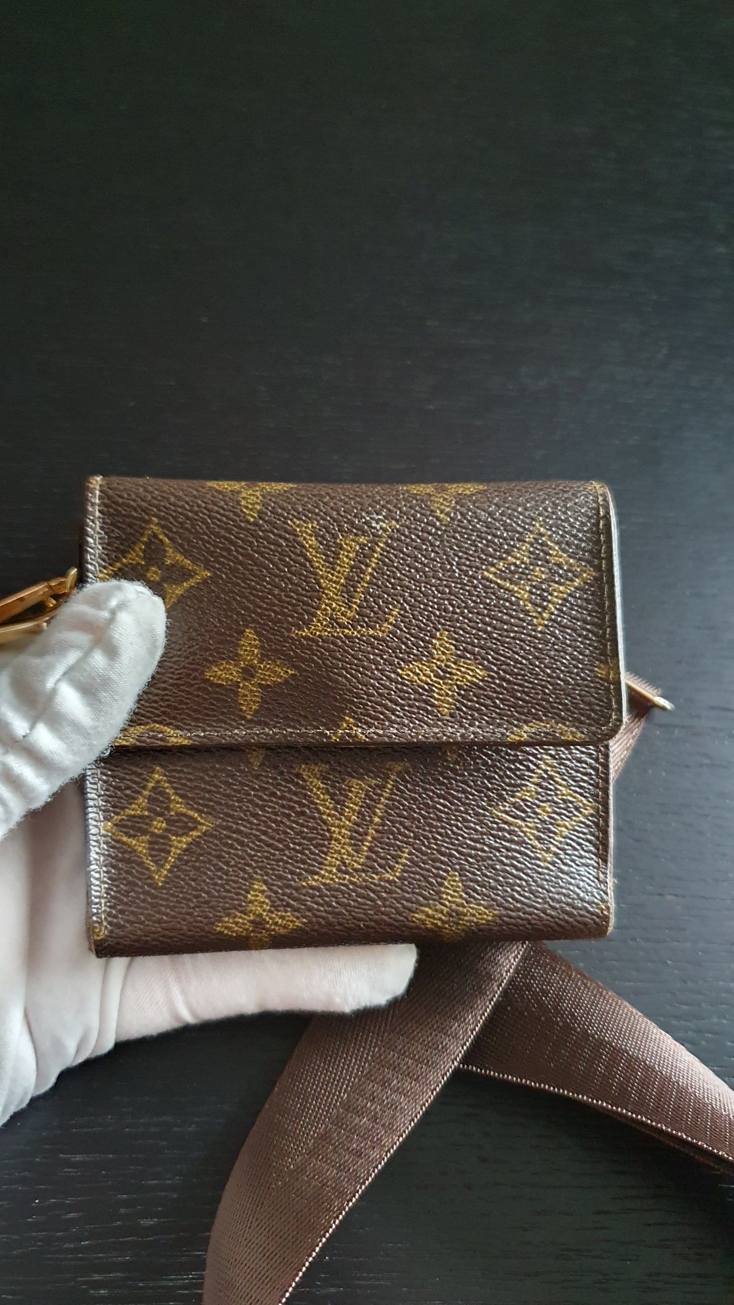 Authentic Vintage Louis Vuitton (2) Upcycle Small Wallet on Chain & Strap