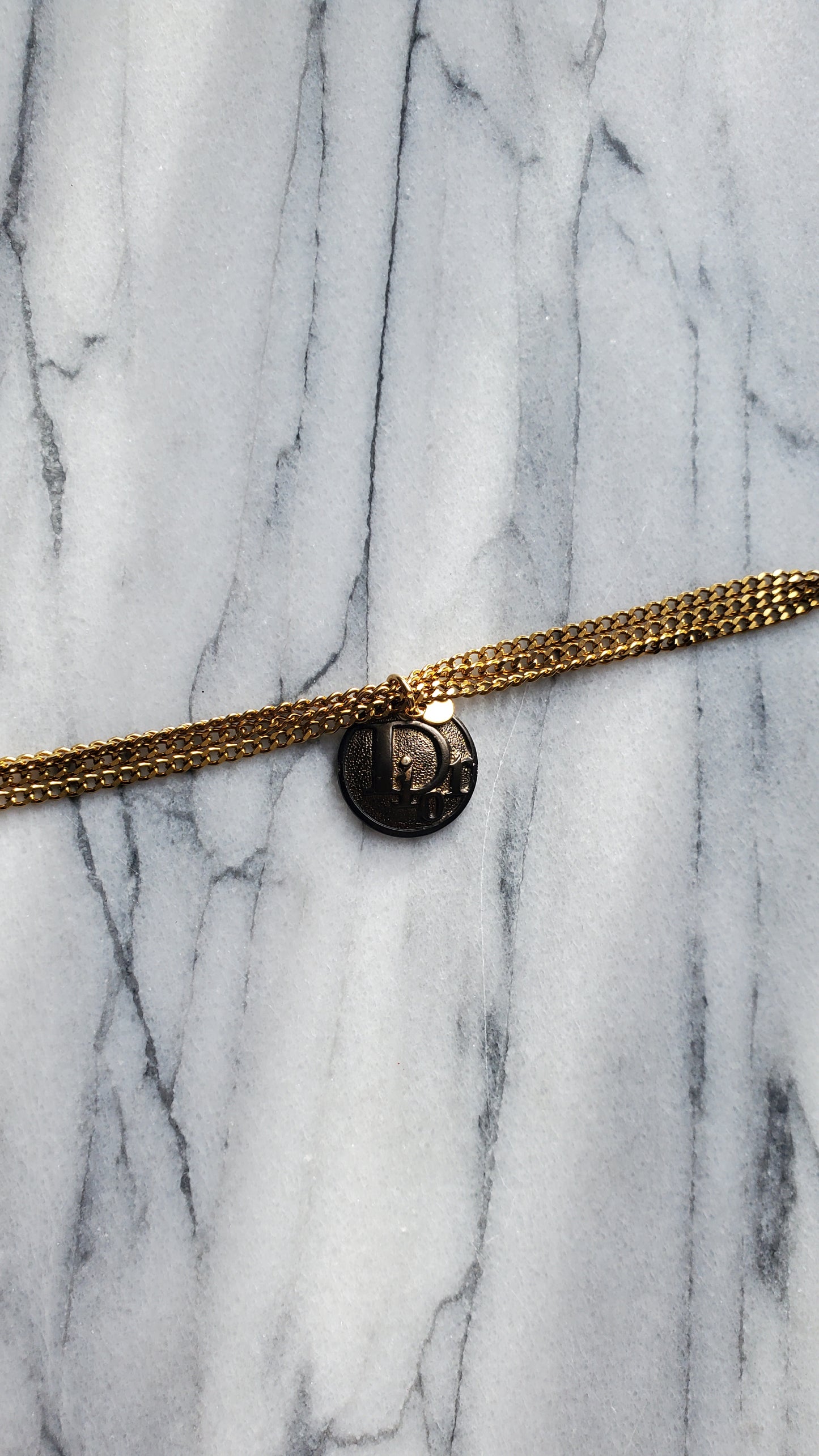 Authentic Vintage Christian Dior Button Upcycle Gold Thin Layers Bracelet