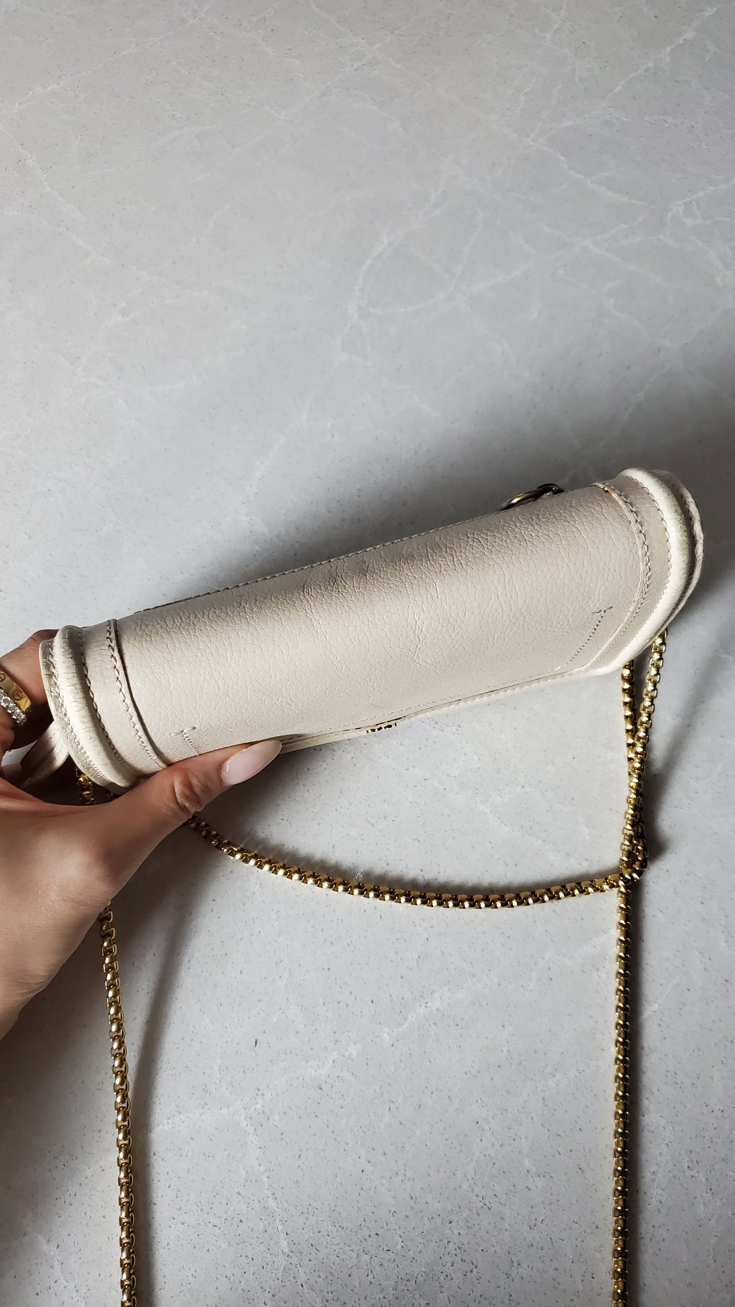 Authentic Chloe Upcycle Cream Leather Wallet with Chain