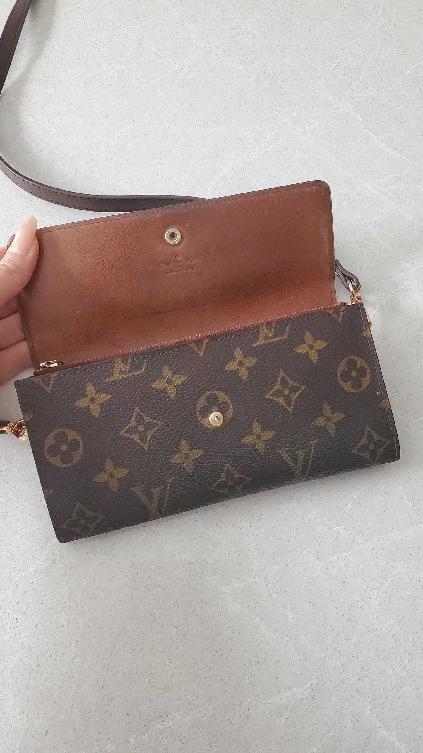 Authentic Vintage Louis Vuitton Upcycle Long Wallet with Strap