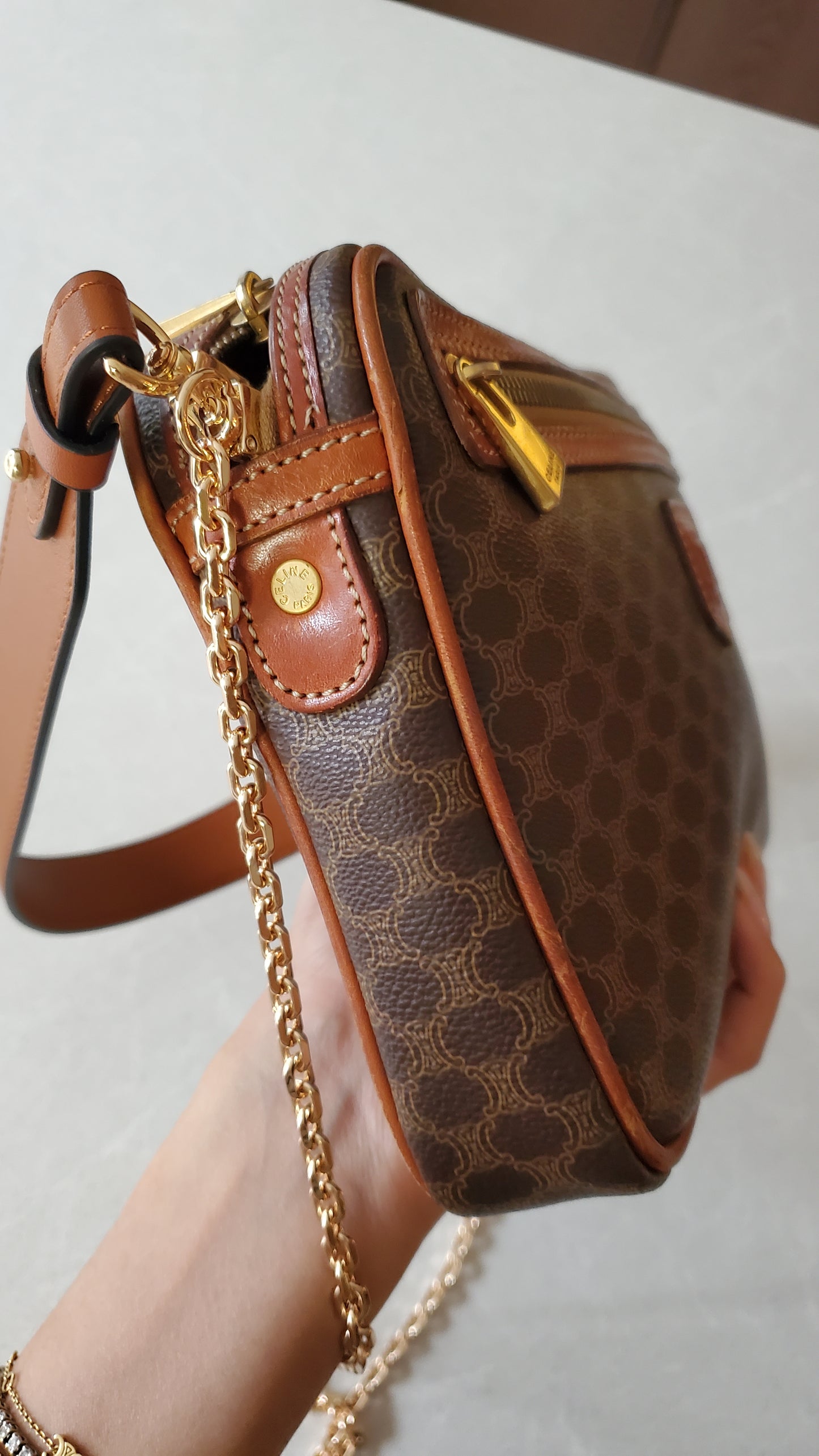 Authentic Vintage Celine Upcycle Purse on Chain & Strap
