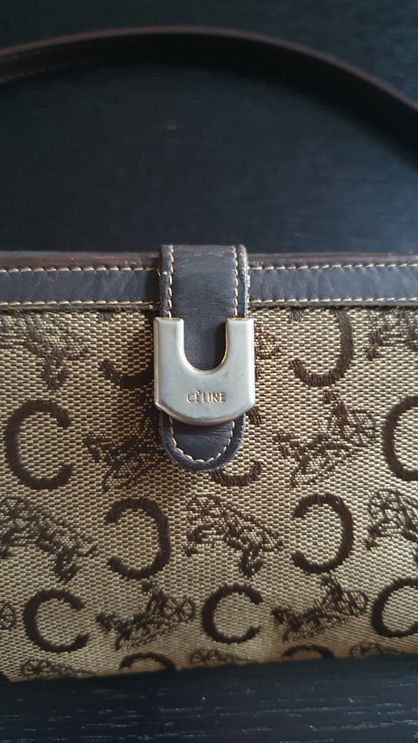 Authentic Vintage Celine Upcycle Wallet with Shoulder Strap
