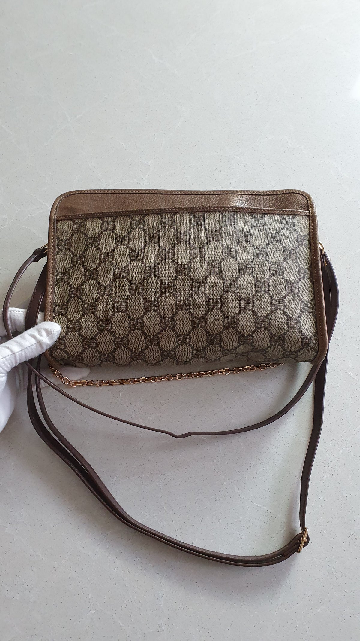 Authentic Vintage Gucci Upcycle Brown Purse with Straps and Chain