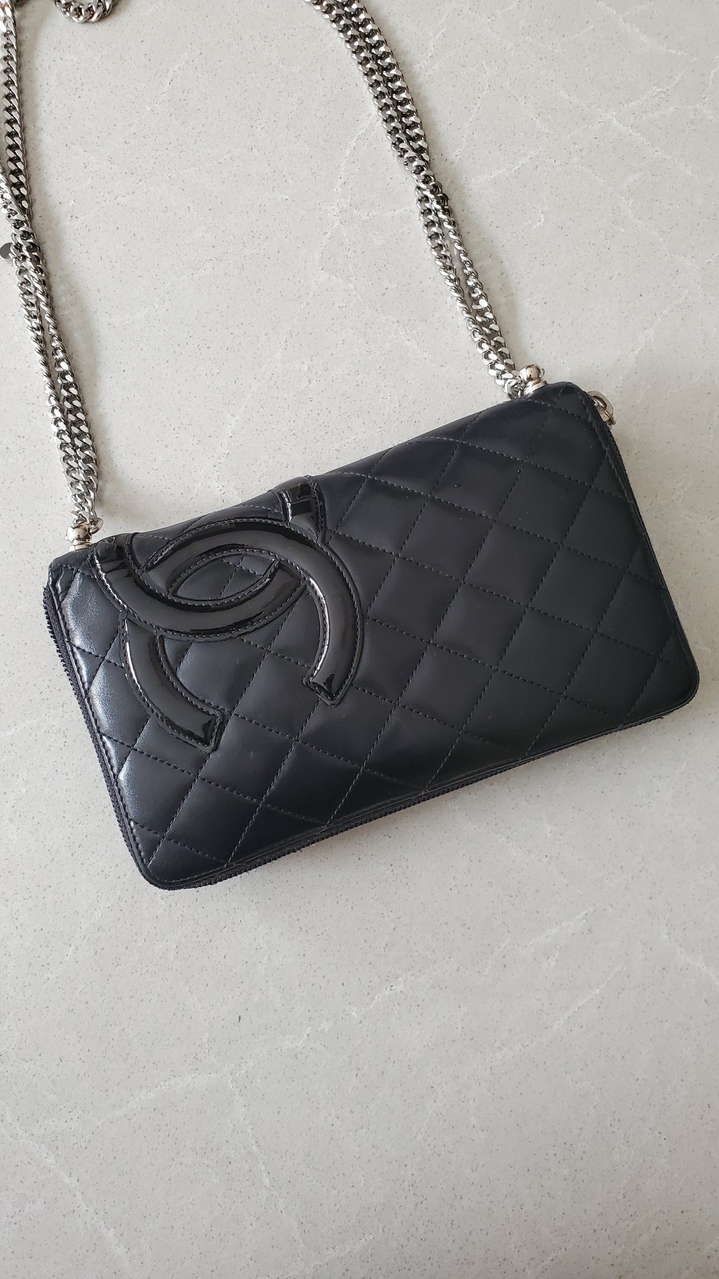 Authentic Vintage Chanel Upcycle Large Zip Wallet on Chain