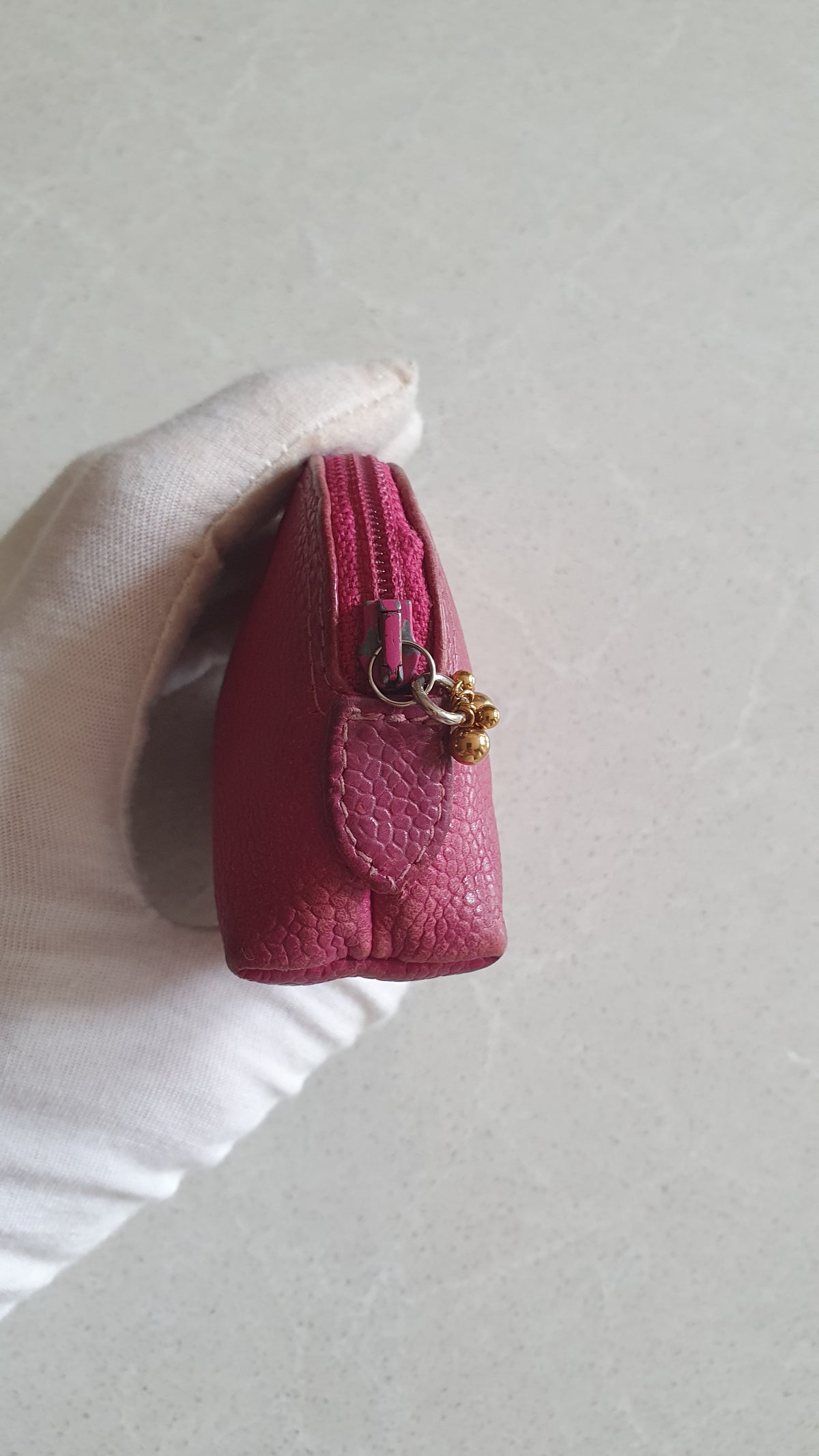 Authentic Chanel Fuchsia Caviar Leather Mini Pouch