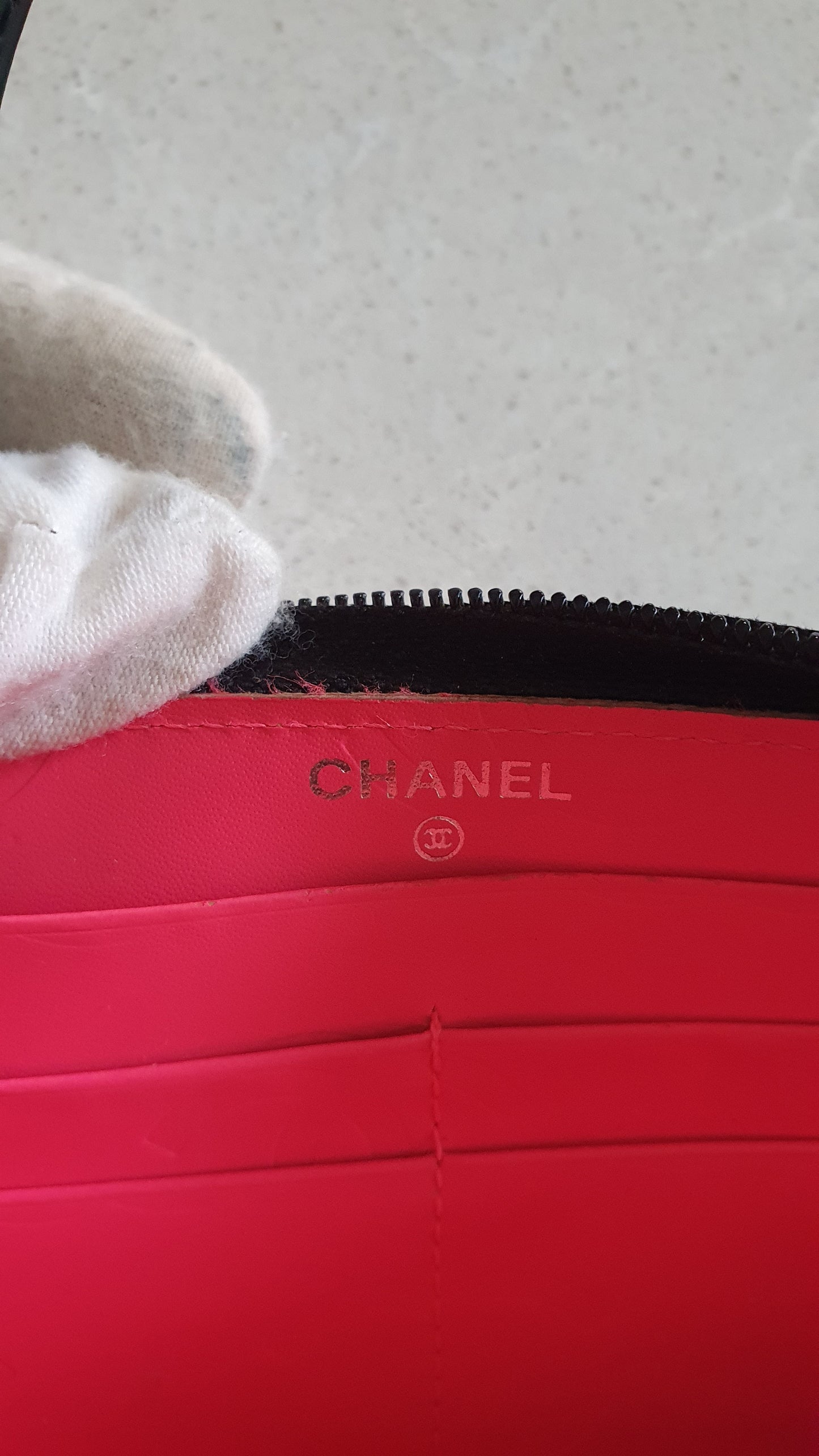 Authentic Chanel Upcycle Black Zip Wallet with Handle Straps