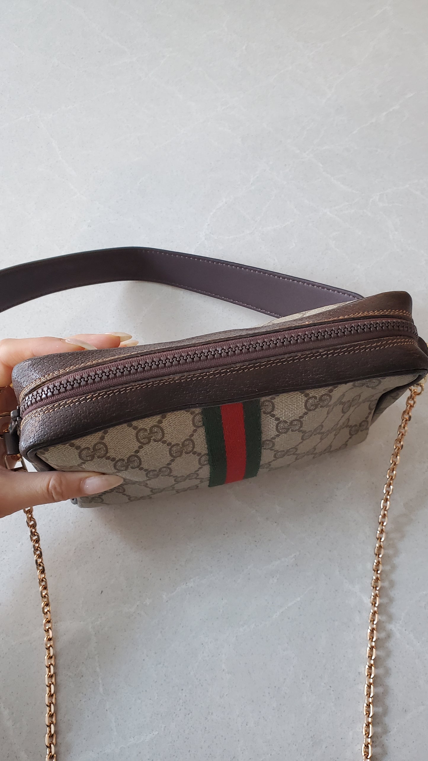 Authentic Vintage Gucci Upcycle Purse with Chain & Strap