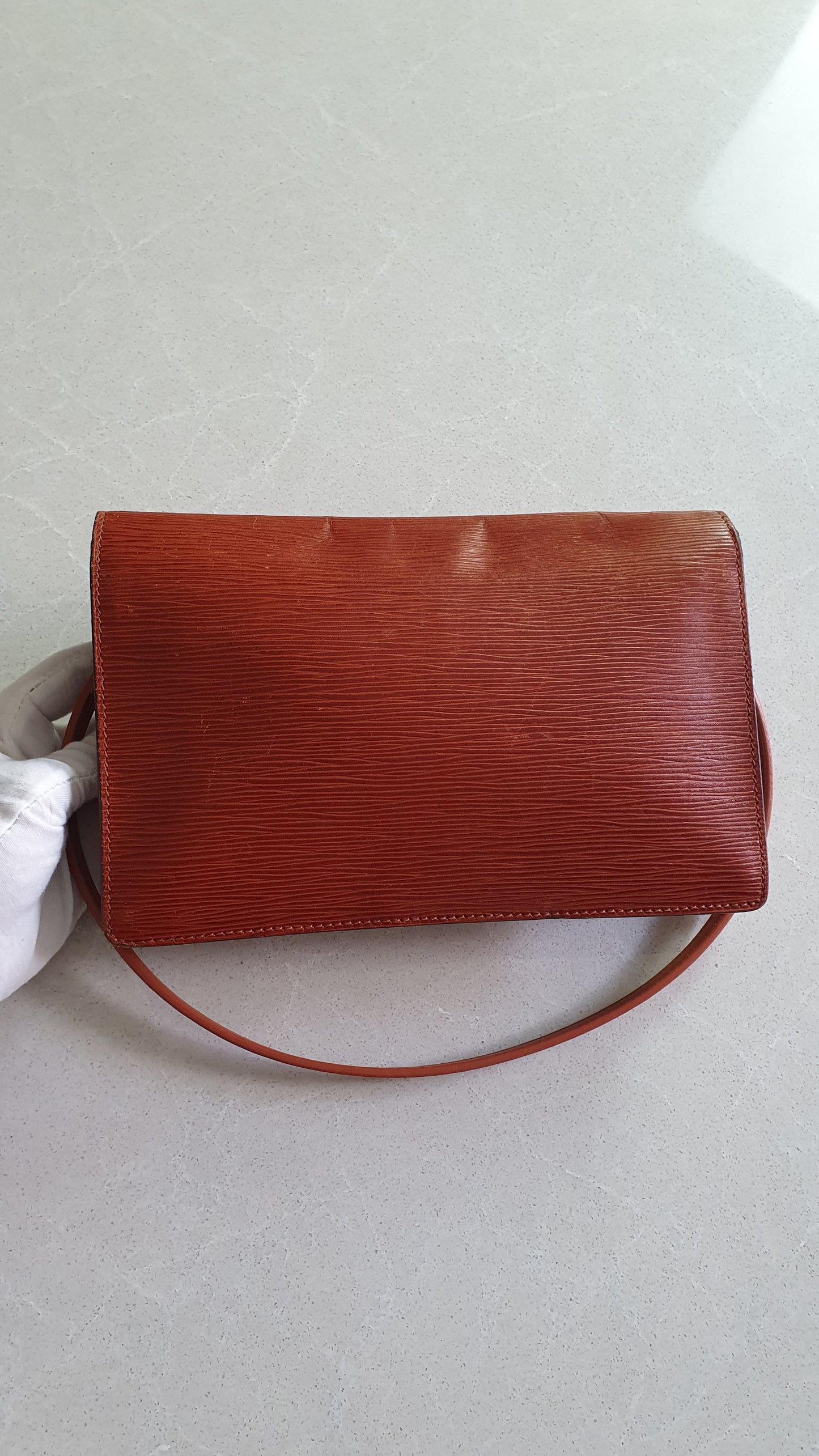 Authentic Louis Vuitton Upcycle Tan Epi Purse with Shoulder Strap