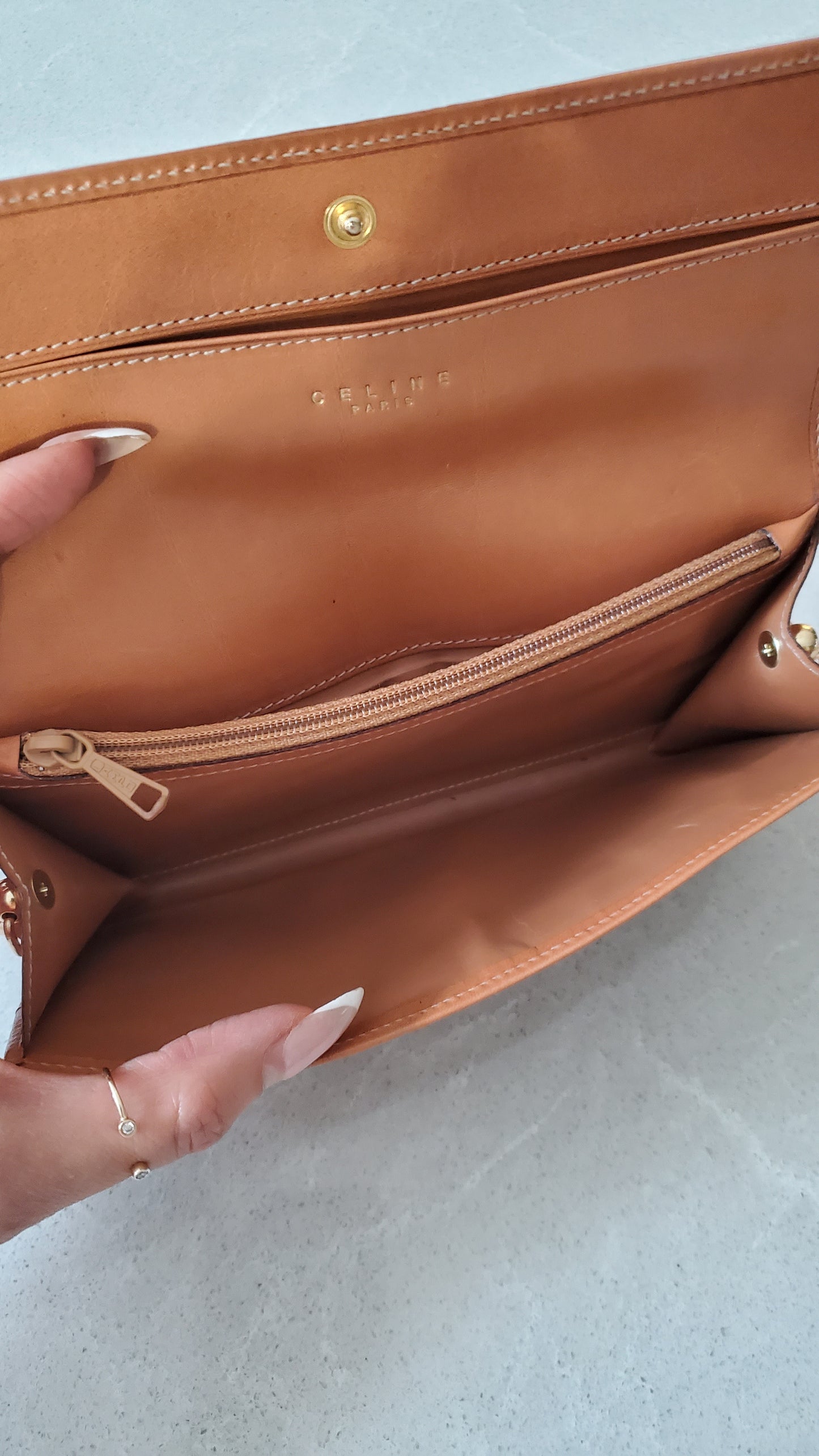 Authentic Vintage Celine Upcycle Long Wallet on Chain & Strap