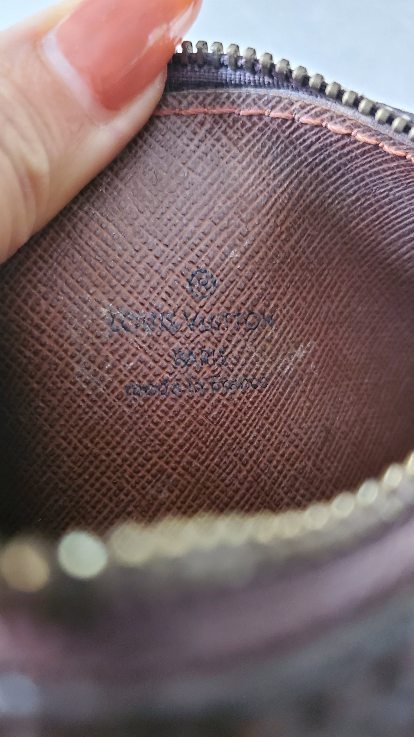 Authentic Vintage Louis Vuitton Upcycle Round Brown Monogram Pouch on Chain & Strap