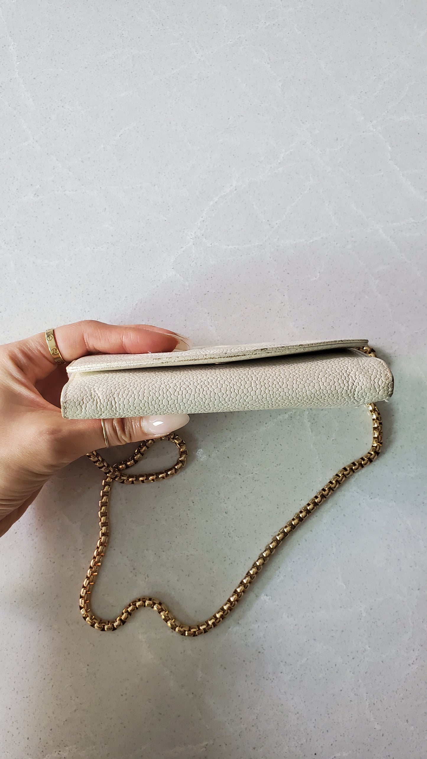 Authentic Chanel Upcycle Small Caviar Caviar Wallet/ Purse with Strap & Chain