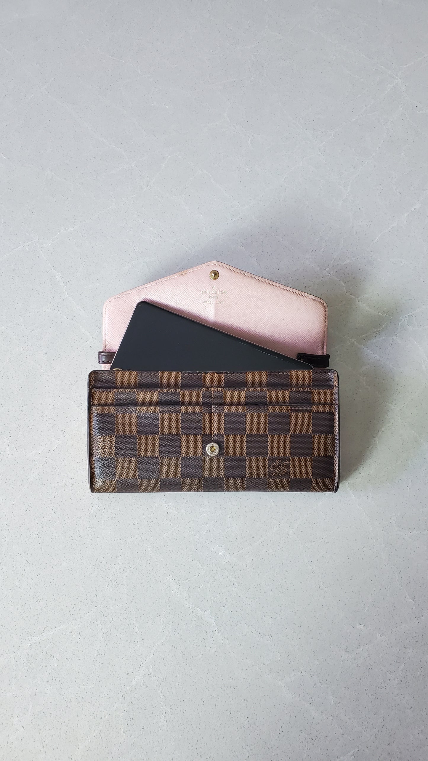 Authentic Louis Vuitton Upcycle Brown Damier Wallet with Single Handle