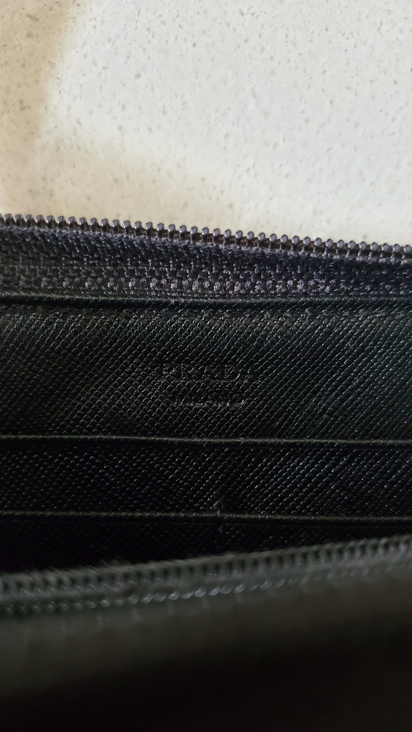 Authentic Prada Upcycle Black Zip-Up Wallet with Handle Straps