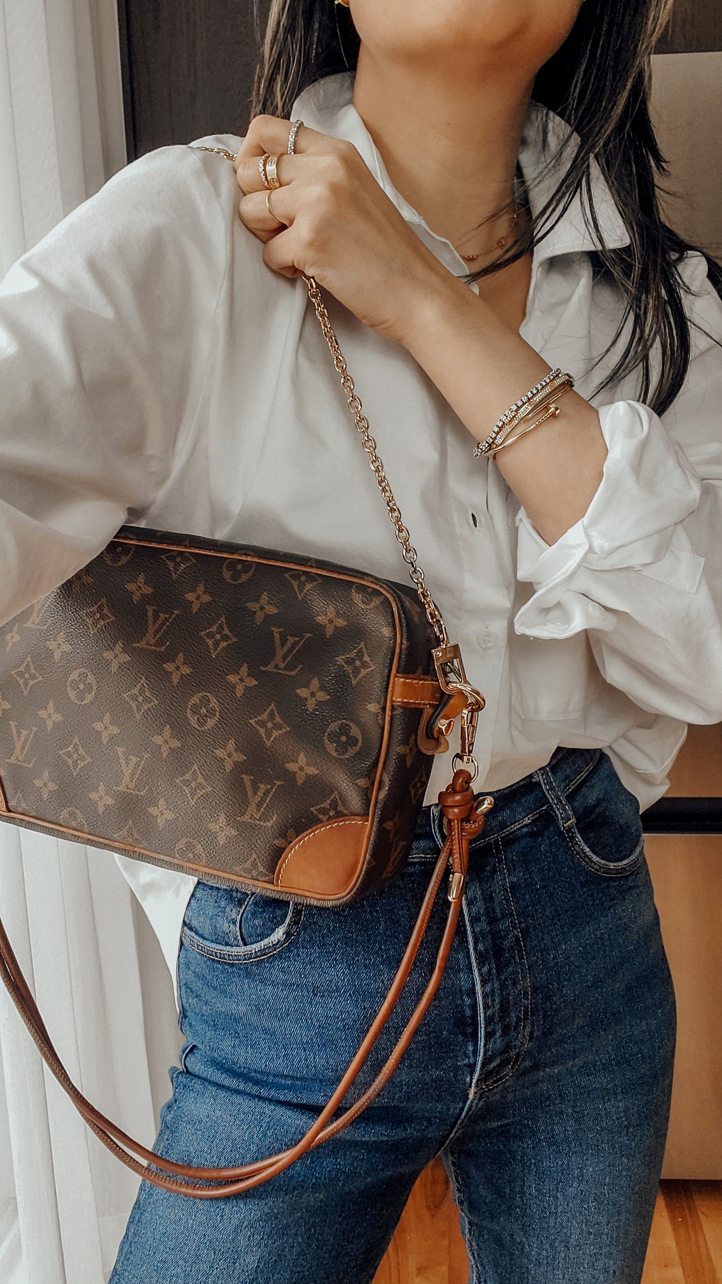 Authentic Vintage Louis Vuitton Upcycle Purse with Strap & Chain