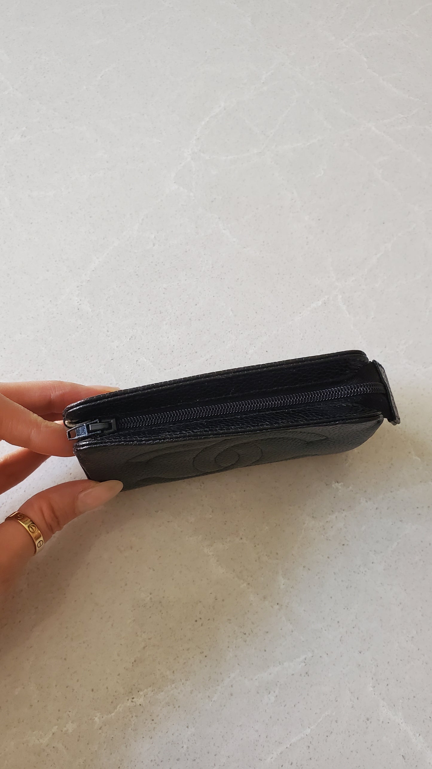 Authentic Chanel Black Caviar Leather Pouch