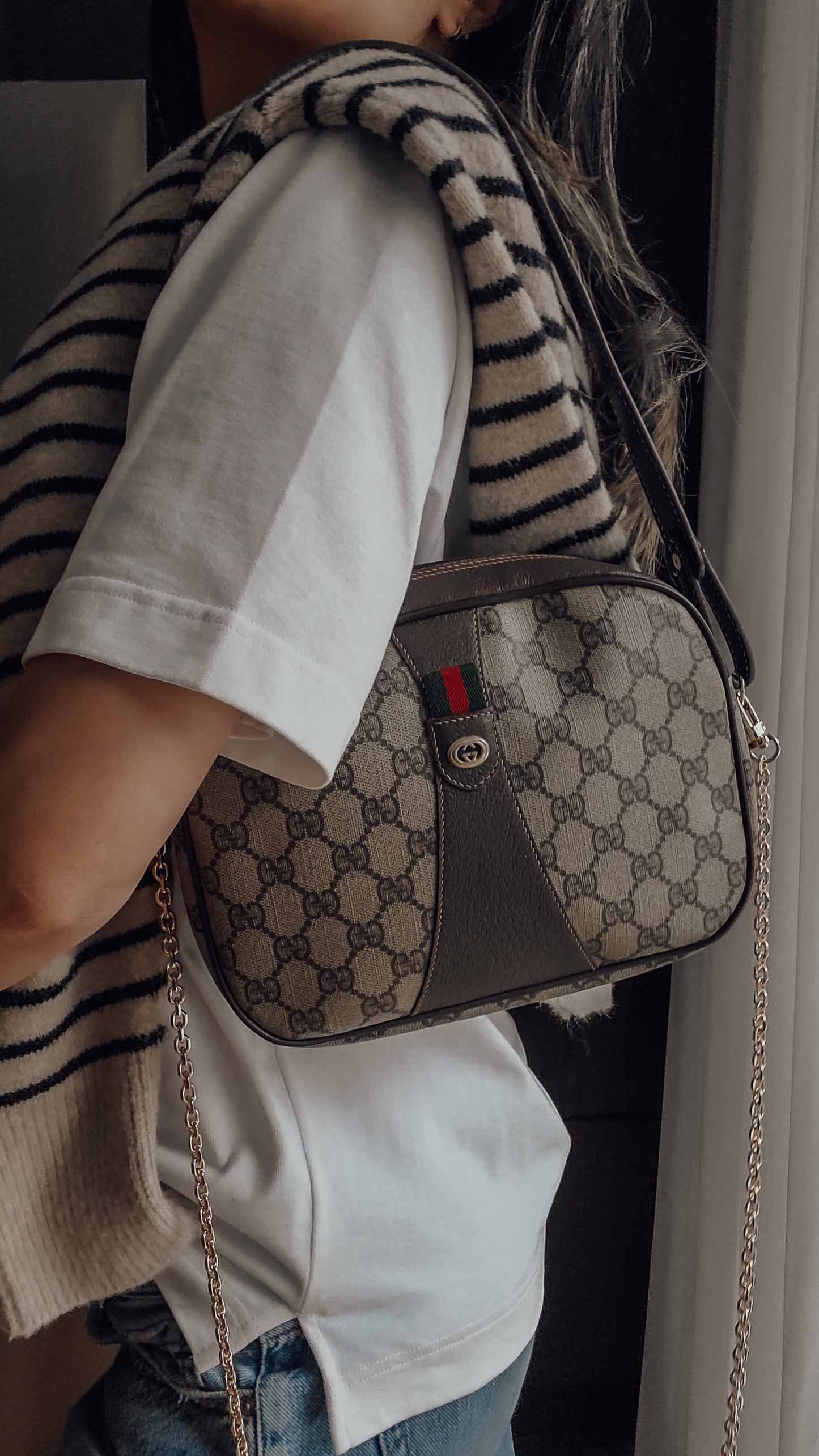 Authentic Vintage Gucci Upcycle Purse with Strap & Chain