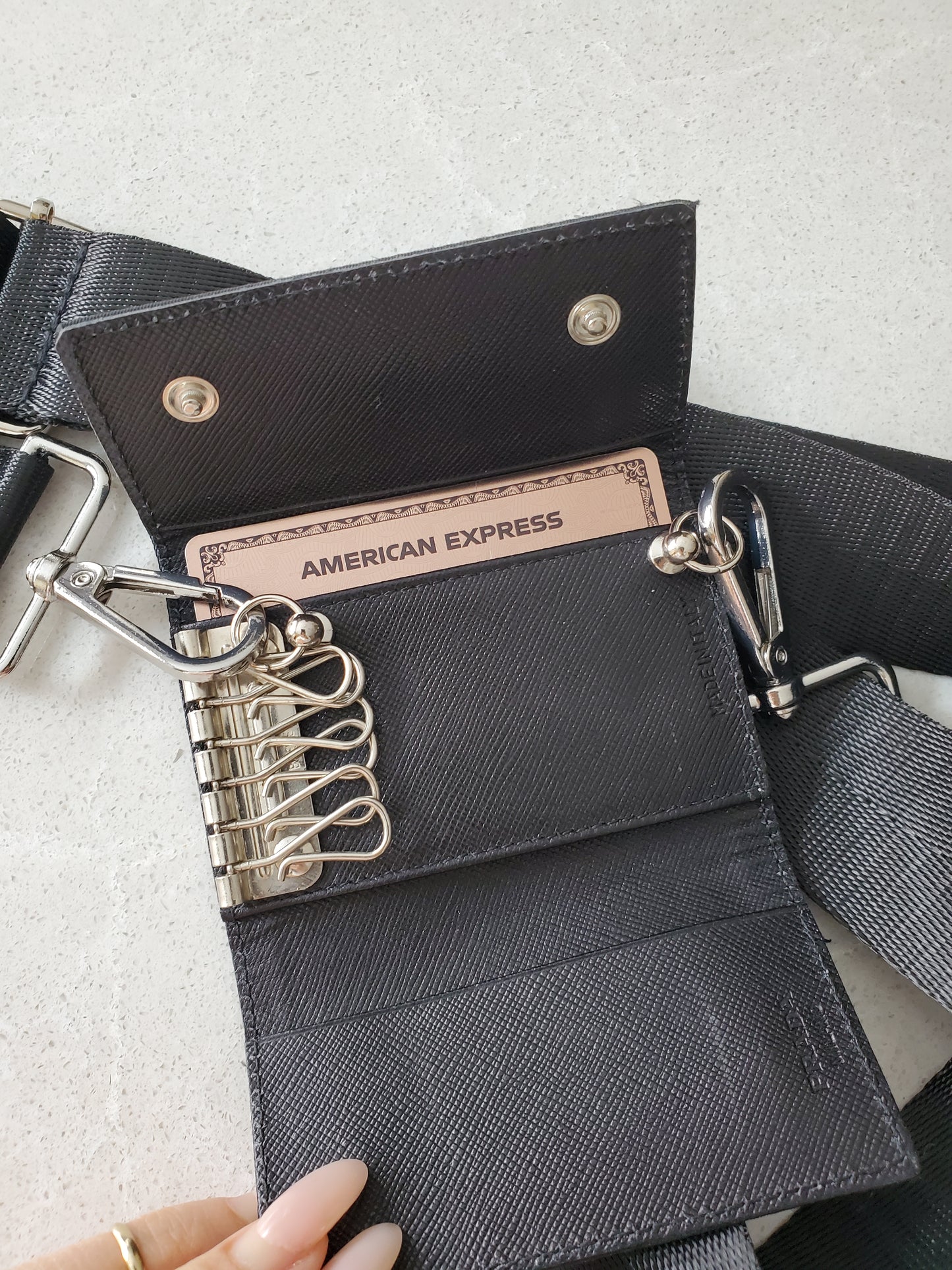 Authentic Prada Upcycle Black Small Keyholder with Strap