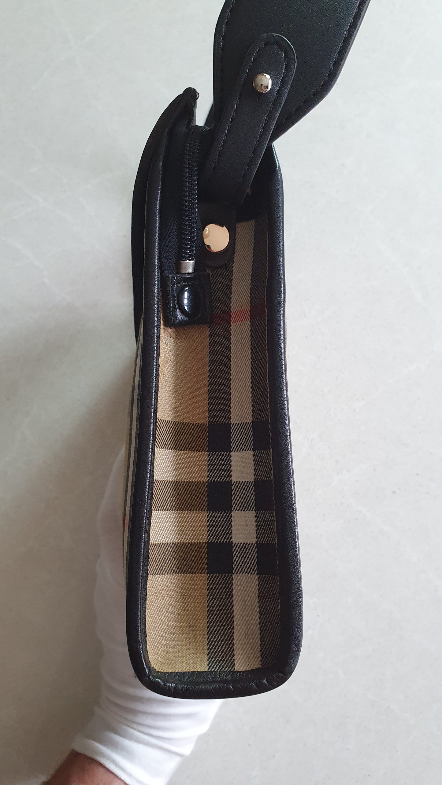 Authentic Burberry Upcycle Black/ Printed Shoulder Purse with Strap