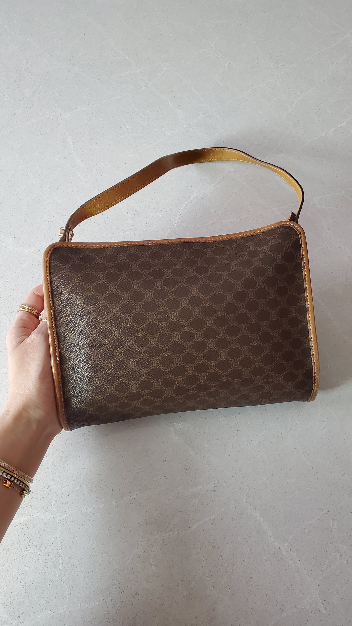 Authentic Vintage Celine Upcycle Brown/ Tan Shoulder Purse