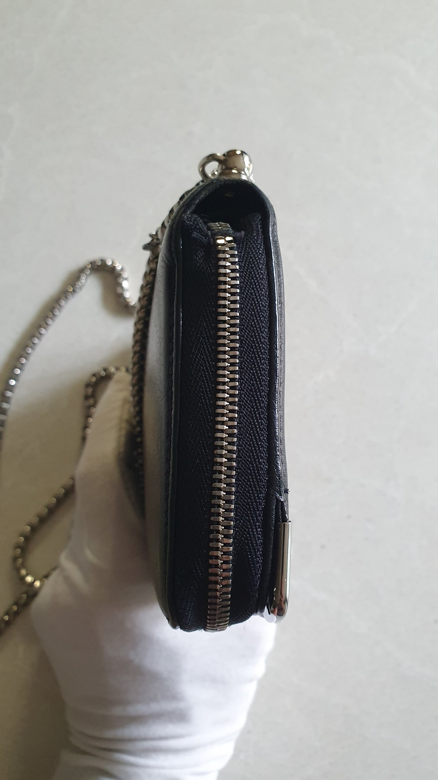 Authentic Vintage Cartier Upcycle Black Leather Wallet with Chain