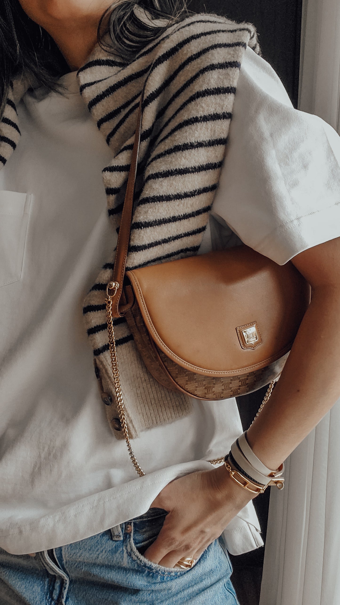 Authentic Vintage Celine Upcycle Tan Purse on Chain