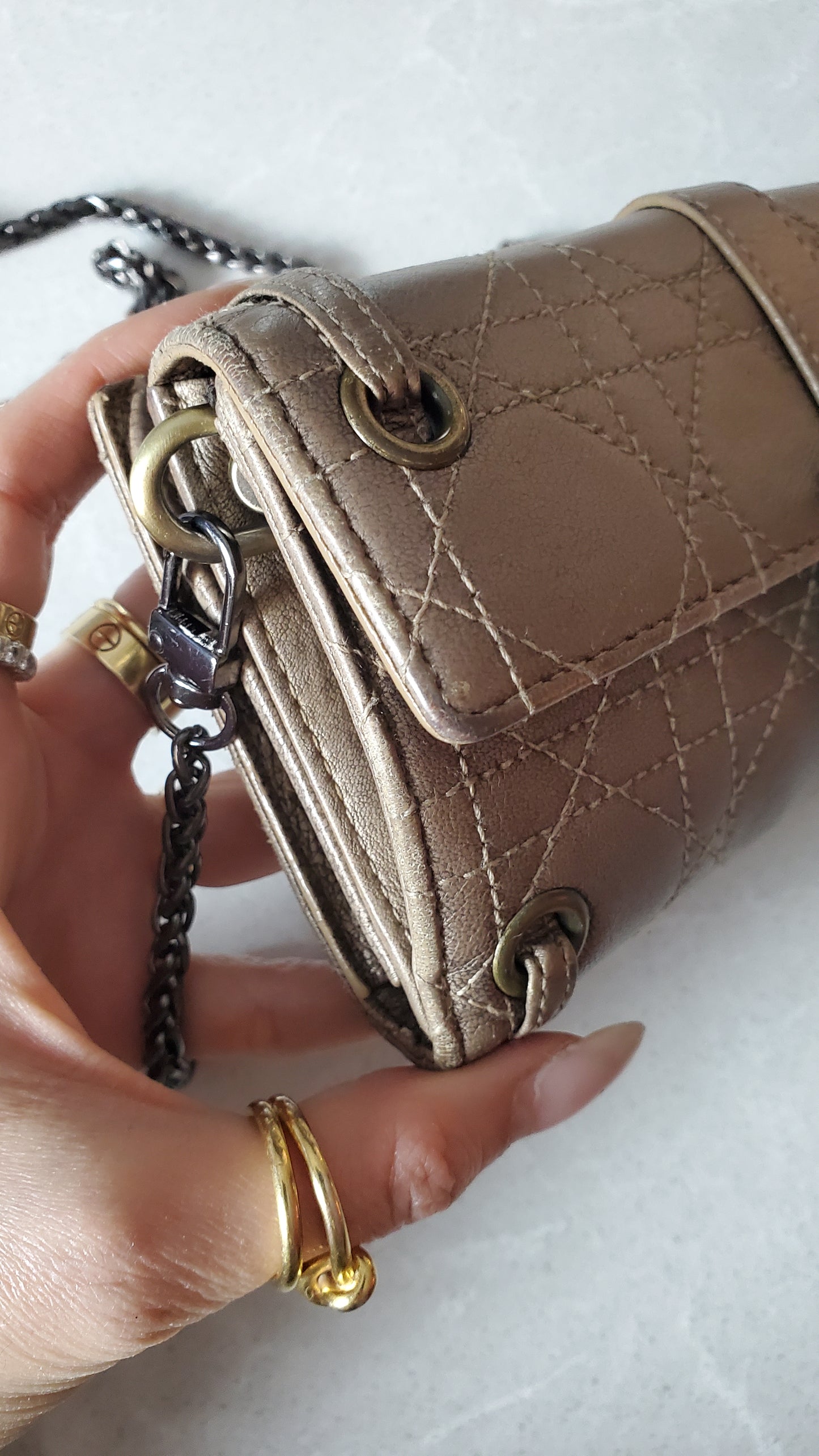 *Rare* Authentic Vintage Dior Upcycle Leather Wallet with Chain