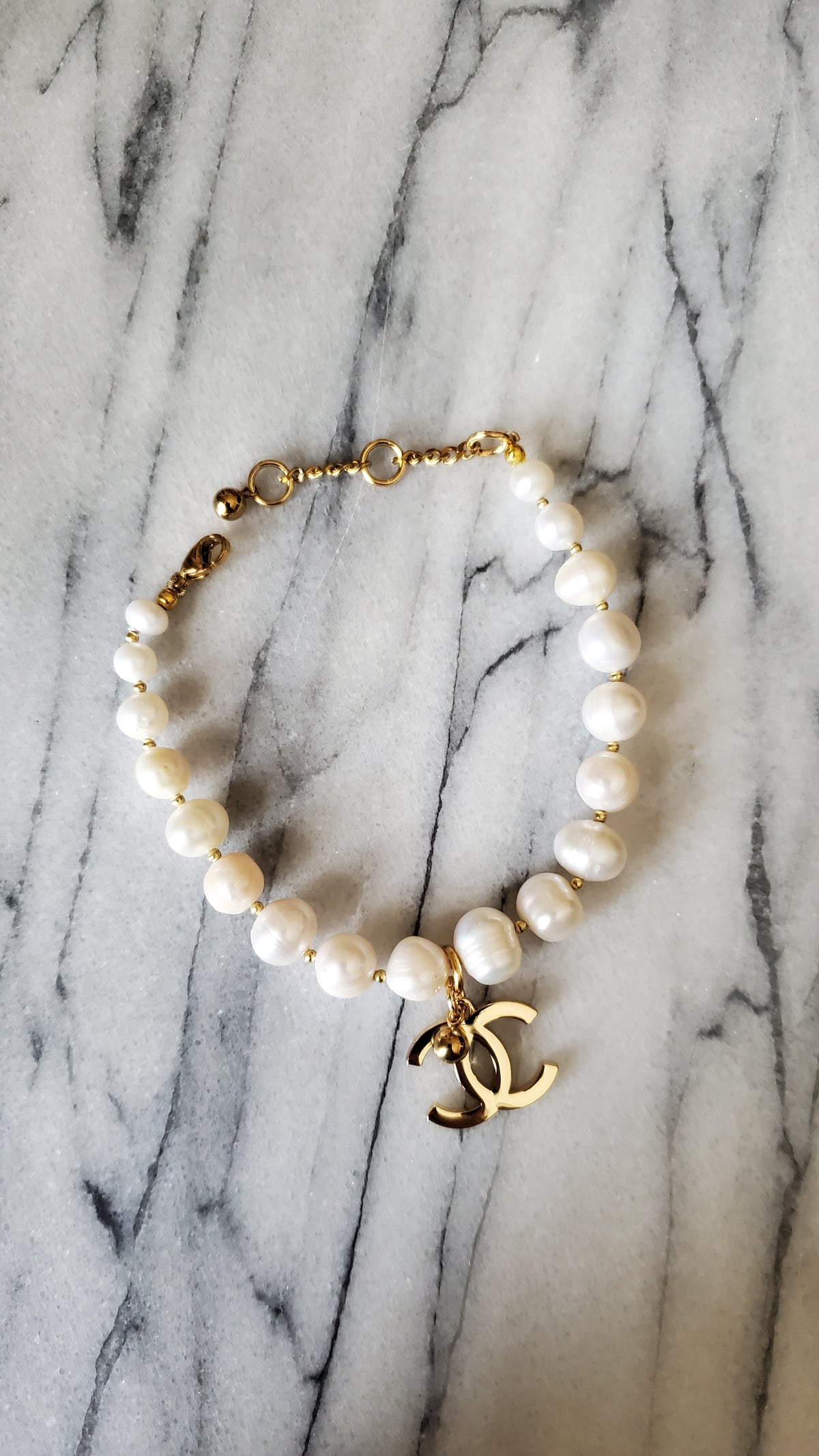 Authentic Chanel Upcycle Handmade Real Freshwater Pearl Bracelet