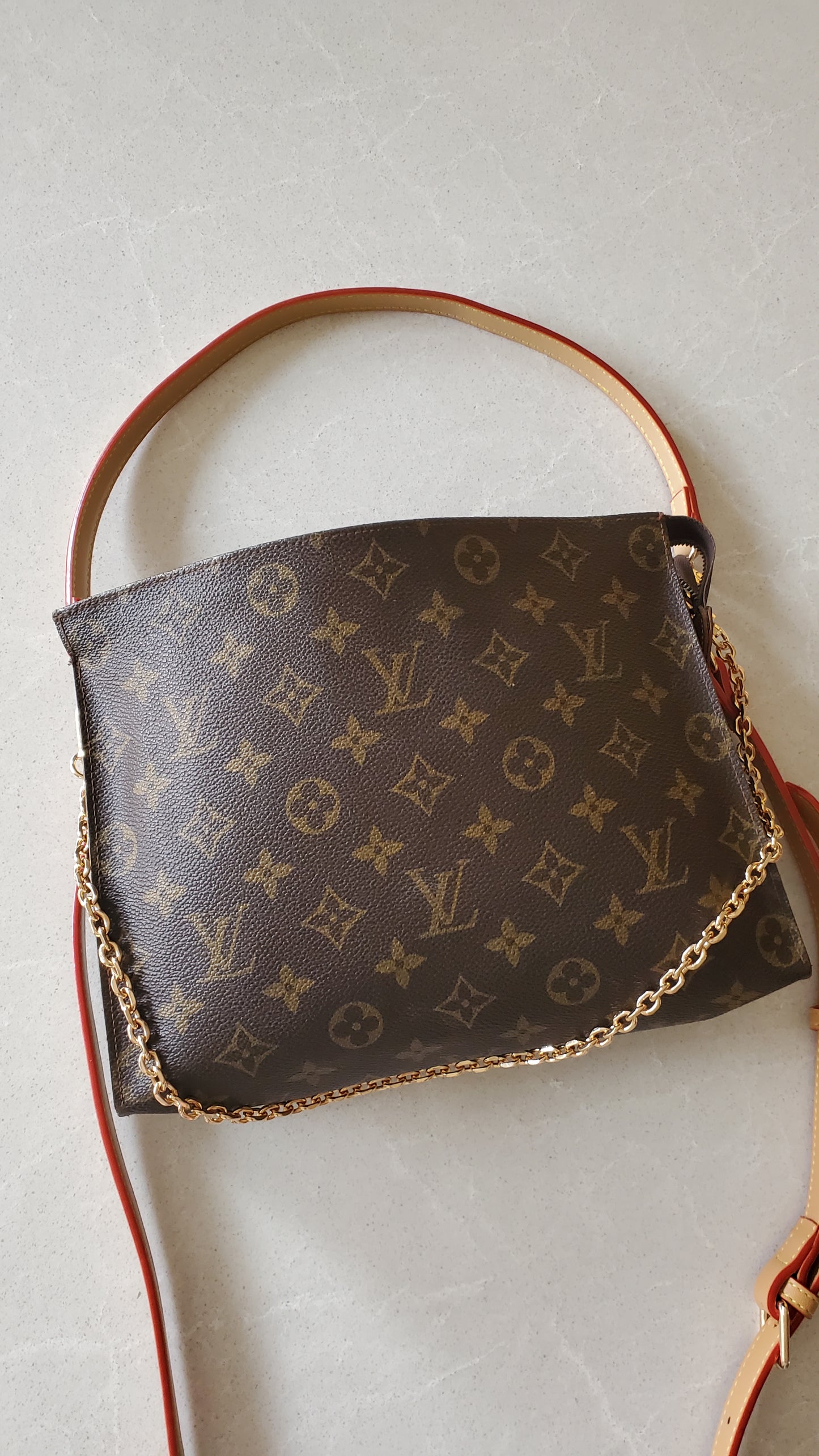 Authentic Vintage Louis Vuitton Upcycle Toiletry Pouch with Chain & 2 Straps (with insert)