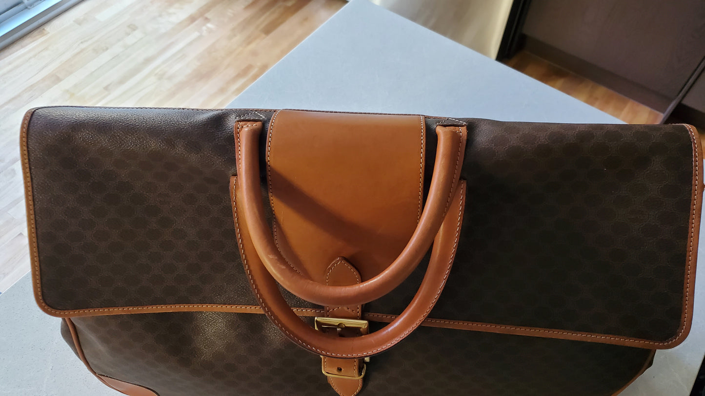 Authentic Vintage Celine XLarge Brown Travel Luggage
