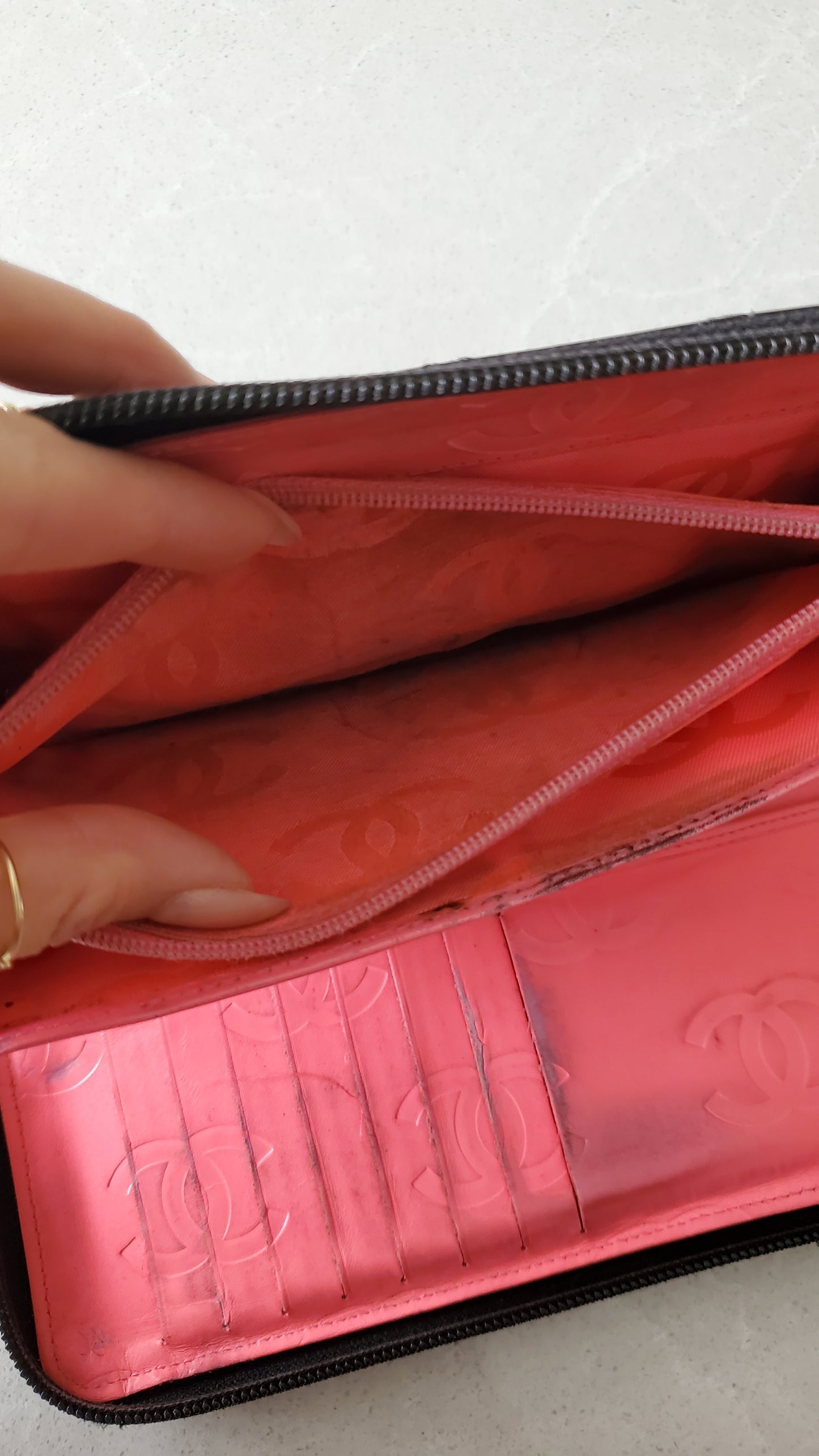 Authentic Vintage Chanel Upcycle Large Zip Wallet on Chain