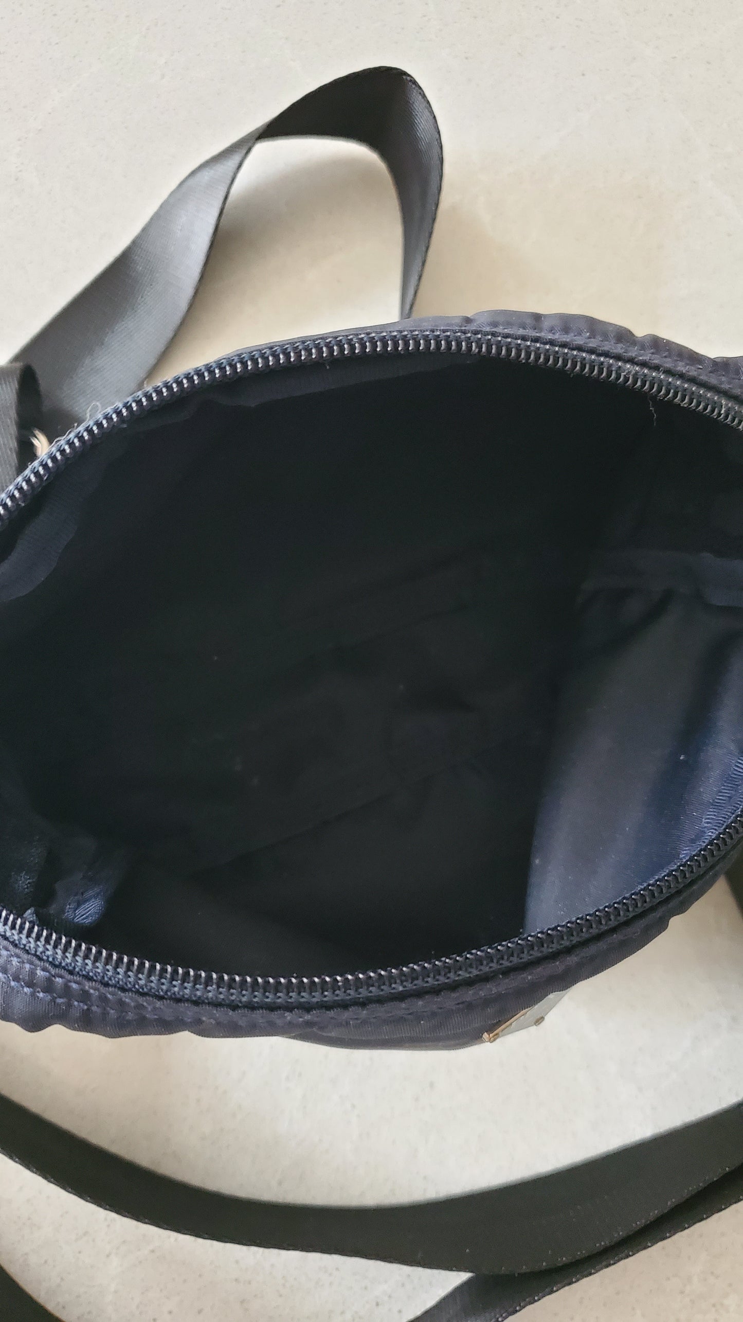 Authentic Prada Upcycle (Dark Navy) Nylon Pouch on Chain & Strap