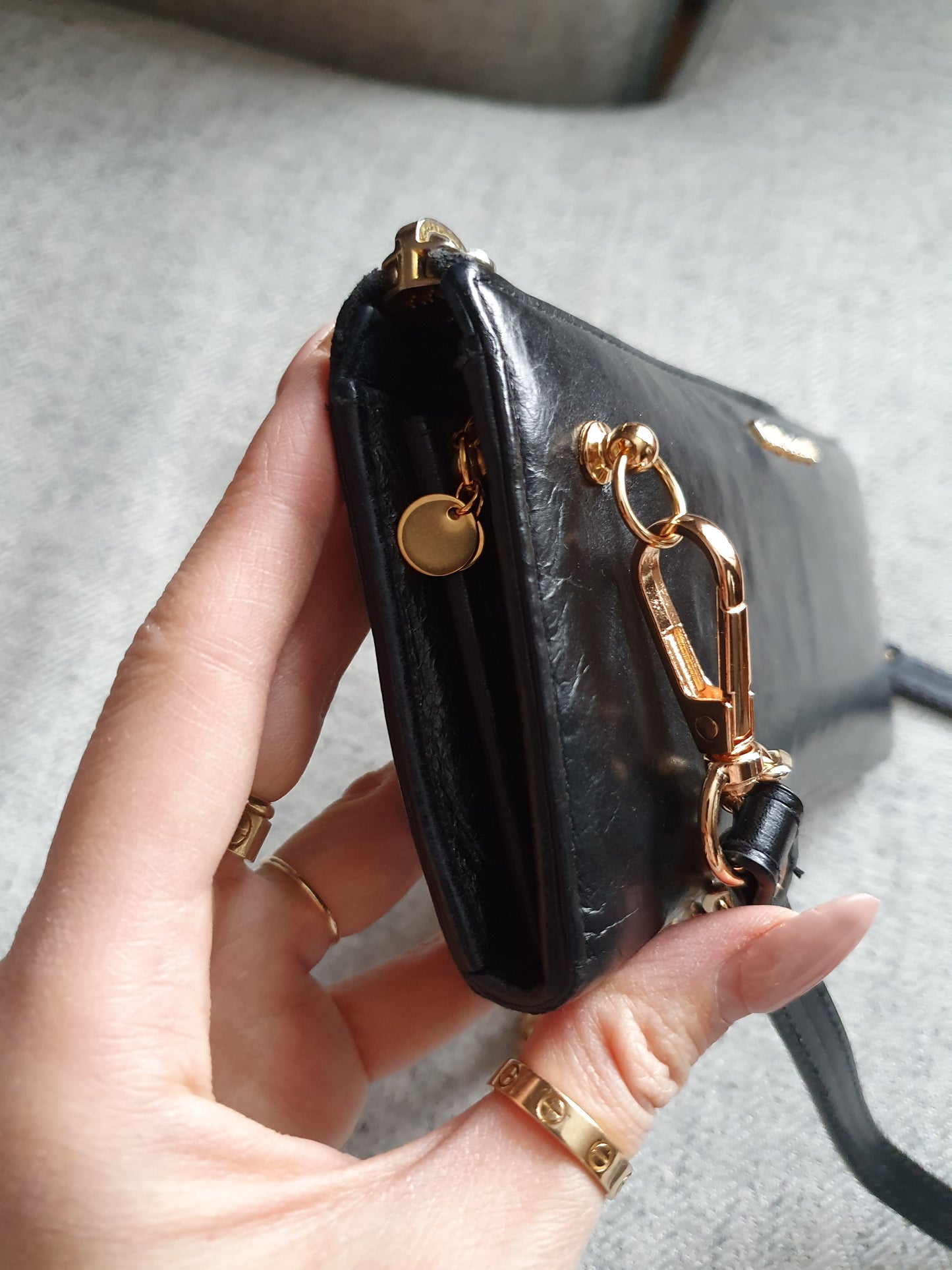 *New Drop* Authentic Miu Miu Upcycle Long Black Leather Wallet on Strap & Chain